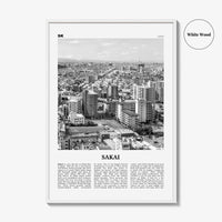 Sakai Print Black and White, Sakai Wall Art, Sakai Poster, Sakai Photo, Sakai Wall Décor, Sakai Map, Japan