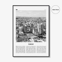 Sakai Print Black and White, Sakai Wall Art, Sakai Poster, Sakai Photo, Sakai Wall Décor, Sakai Map, Japan