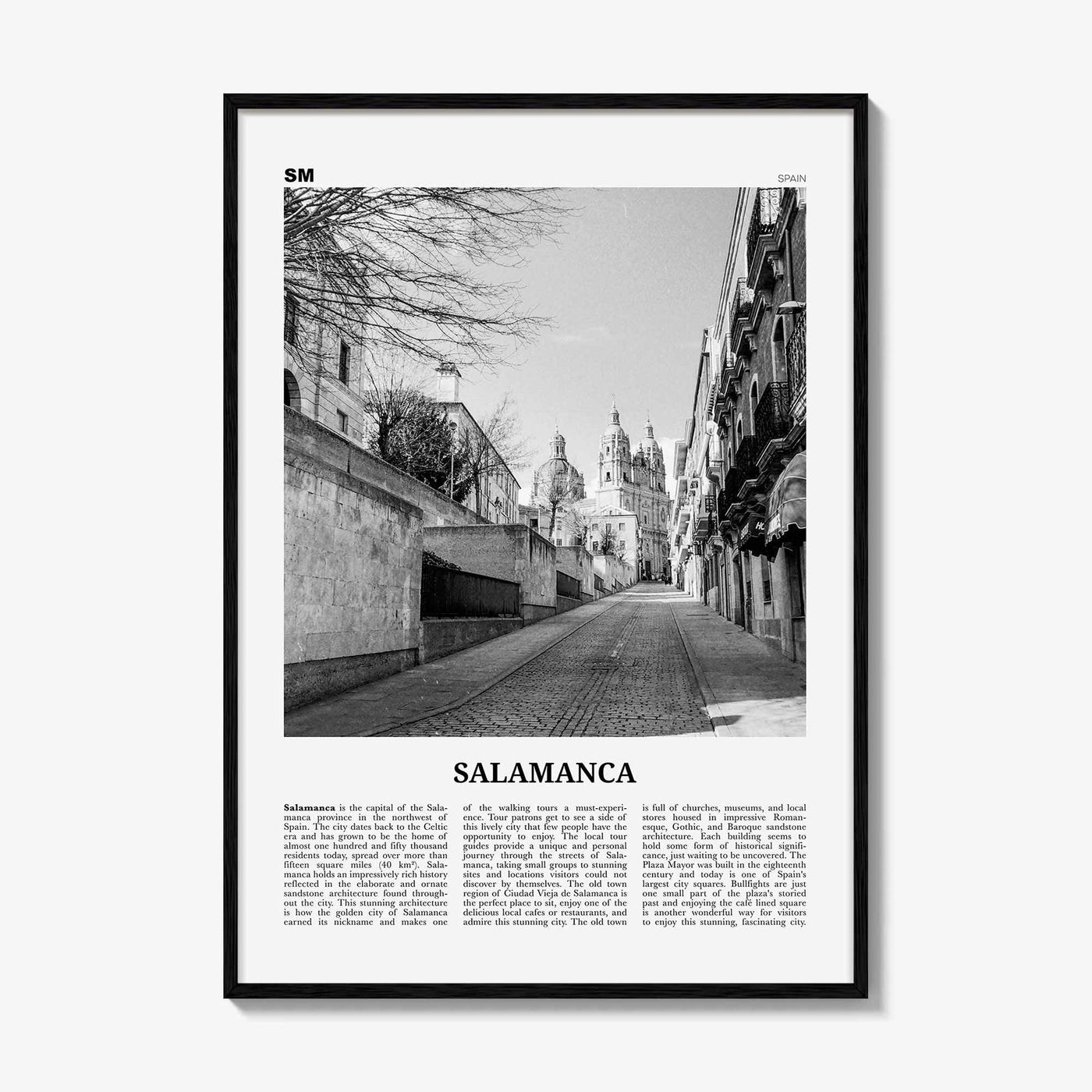 Salamanca Print Black and White, Salamanca Wall Art, Salamanca Poster, Salamanca Photo, Salamanca Map, Spain