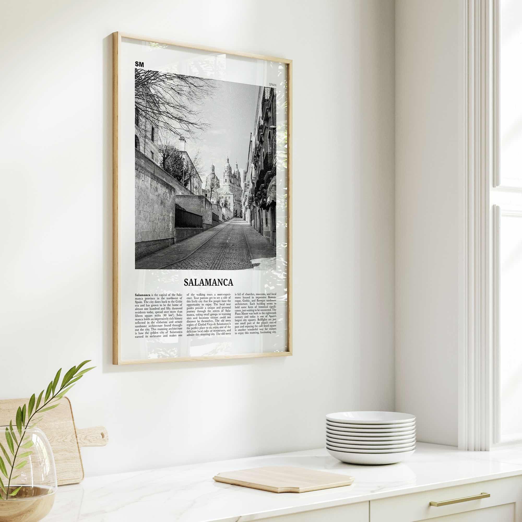 Salamanca Print Black and White, Salamanca Wall Art, Salamanca Poster, Salamanca Photo, Salamanca Map, Spain
