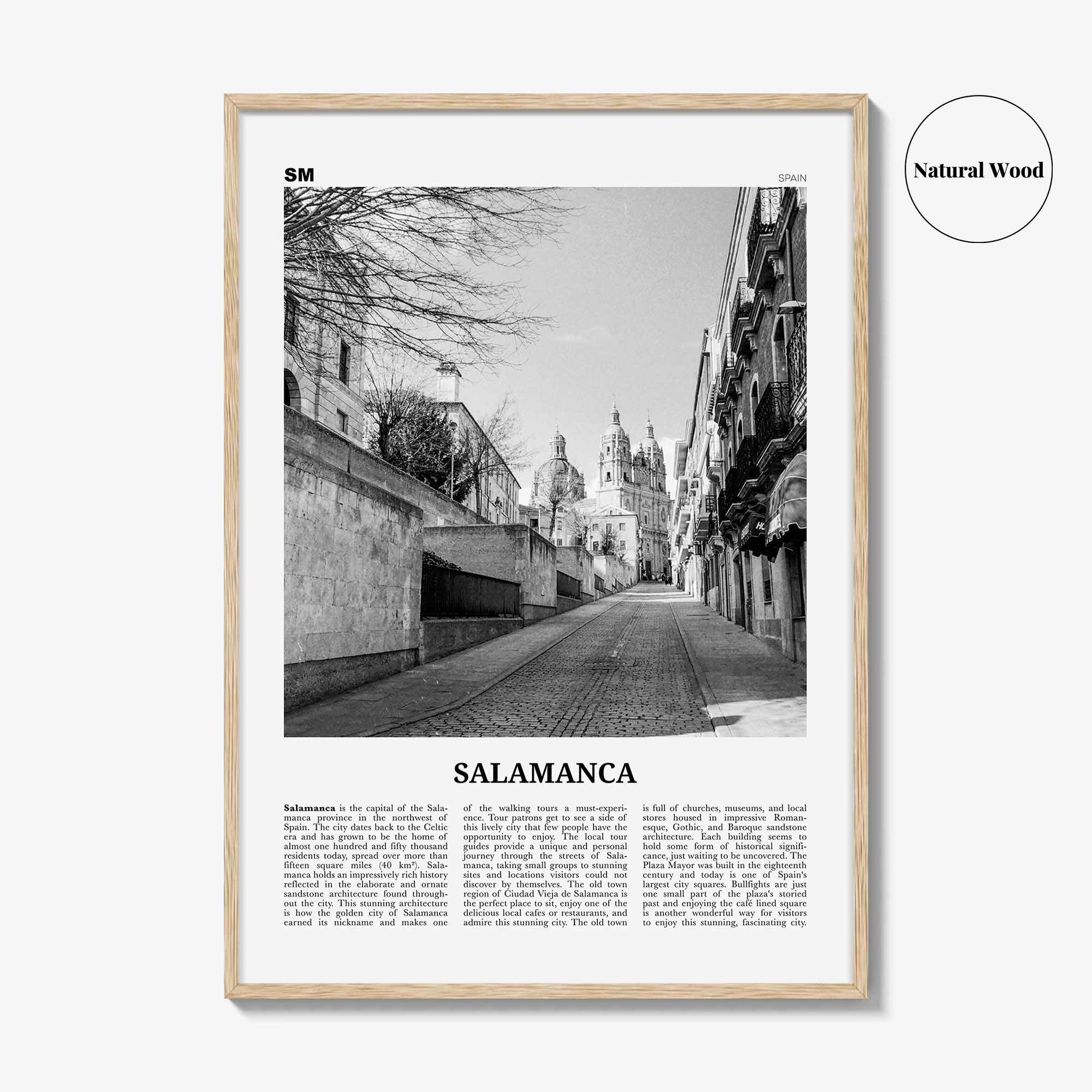 Salamanca Print Black and White, Salamanca Wall Art, Salamanca Poster, Salamanca Photo, Salamanca Map, Spain