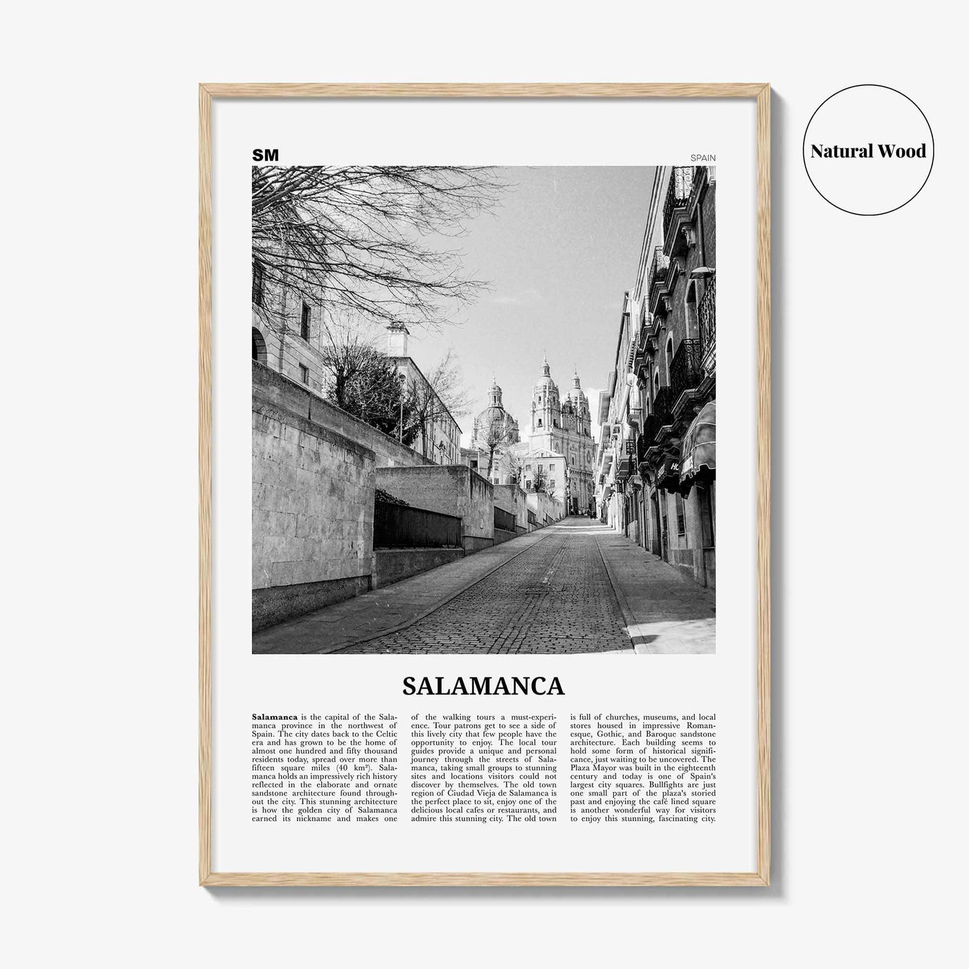 Salamanca Print Black and White, Salamanca Wall Art, Salamanca Poster, Salamanca Photo, Salamanca Map, Spain
