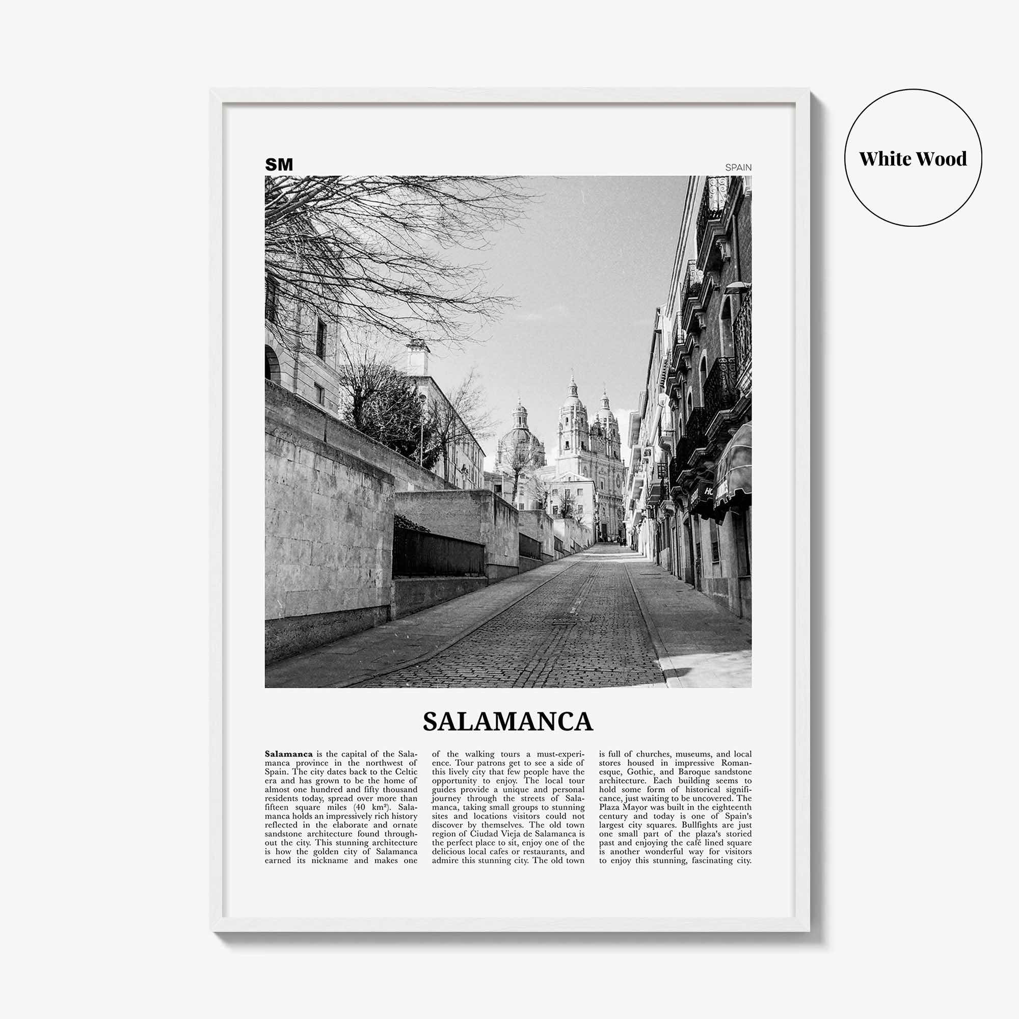 Salamanca Print Black and White, Salamanca Wall Art, Salamanca Poster, Salamanca Photo, Salamanca Map, Spain