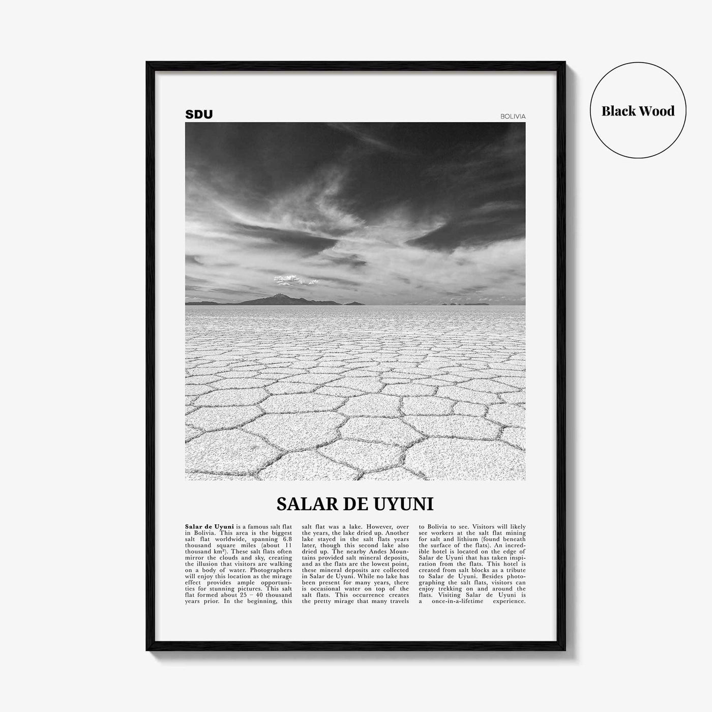 Salar de Uyuni Print Black and White, Salar de Uyuni Wall Art, Salar de Uyuni Poster, Salar de Uyuni Photo, Salar de Uyuni Décor, Bolivia