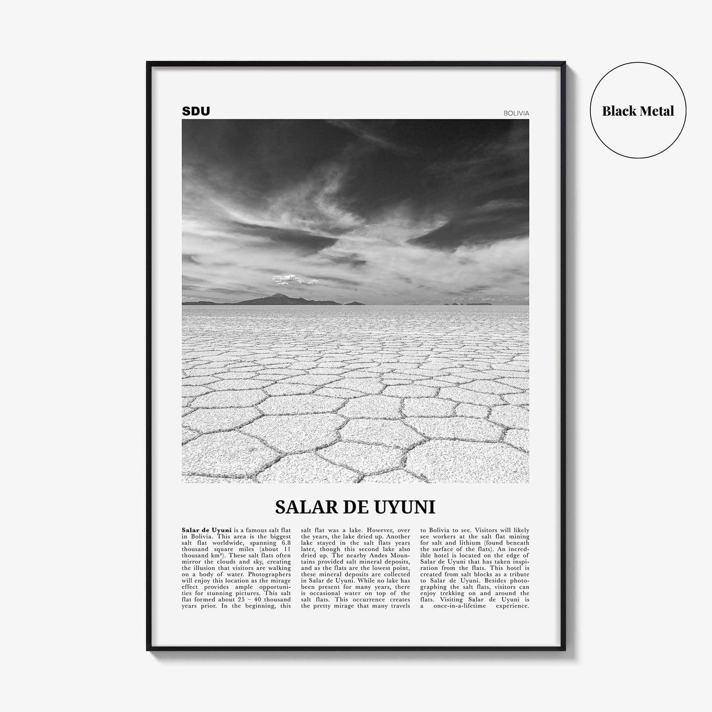 Salar de Uyuni Print Black and White, Salar de Uyuni Wall Art, Salar de Uyuni Poster, Salar de Uyuni Photo, Salar de Uyuni Décor, Bolivia