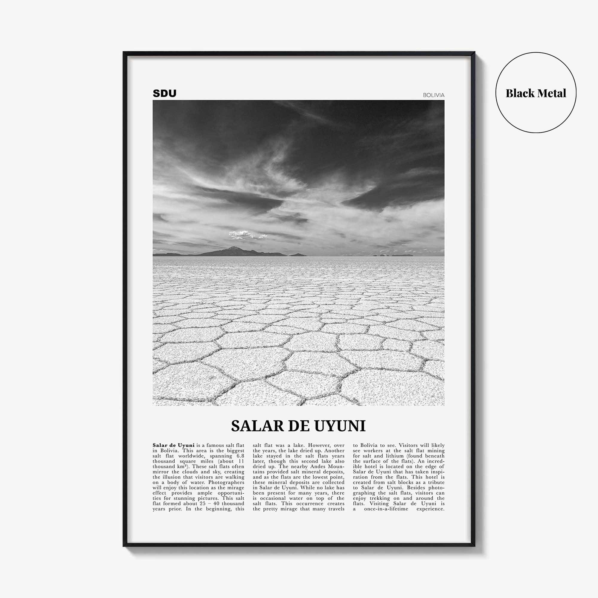 Salar de Uyuni Print Black and White, Salar de Uyuni Wall Art, Salar de Uyuni Poster, Salar de Uyuni Photo, Salar de Uyuni Décor, Bolivia