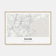 Salem, Massachusetts Map Landscape Poster