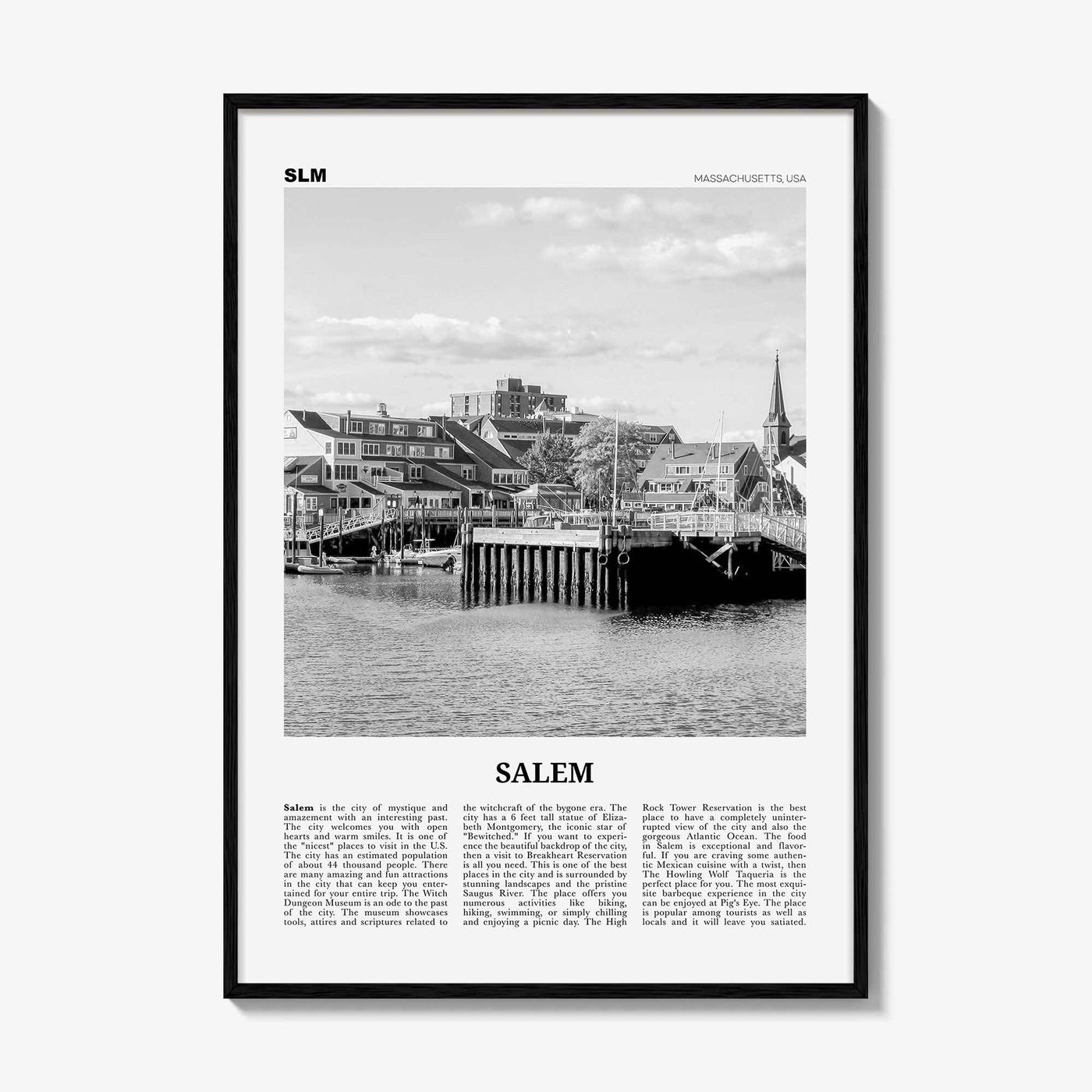 Salem Print Black and White Massachusetts, Salem Wall Art, Salem Poster, Salem Photo, Salem Wall Décor, Massachusetts, USA, United States