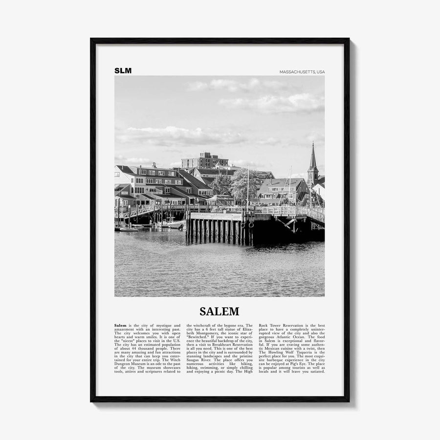 Salem Print Black and White Massachusetts, Salem Wall Art, Salem Poster, Salem Photo, Salem Wall Décor, Massachusetts, USA, United States