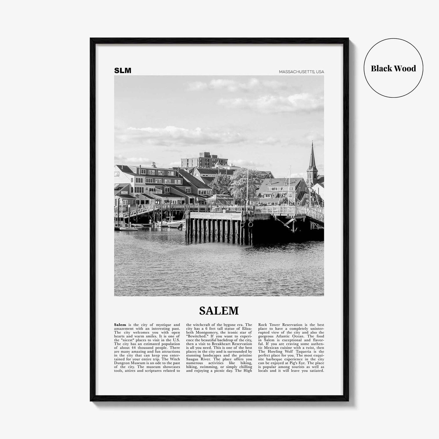 Salem Print Black and White Massachusetts, Salem Wall Art, Salem Poster, Salem Photo, Salem Wall Décor, Massachusetts, USA, United States