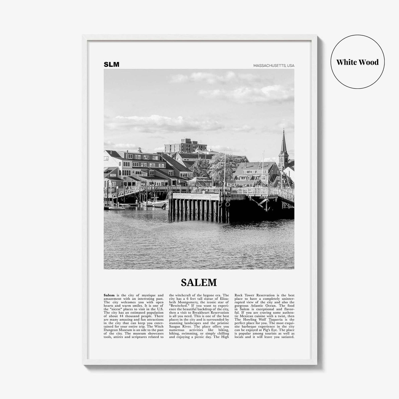 Salem Print Black and White Massachusetts, Salem Wall Art, Salem Poster, Salem Photo, Salem Wall Décor, Massachusetts, USA, United States