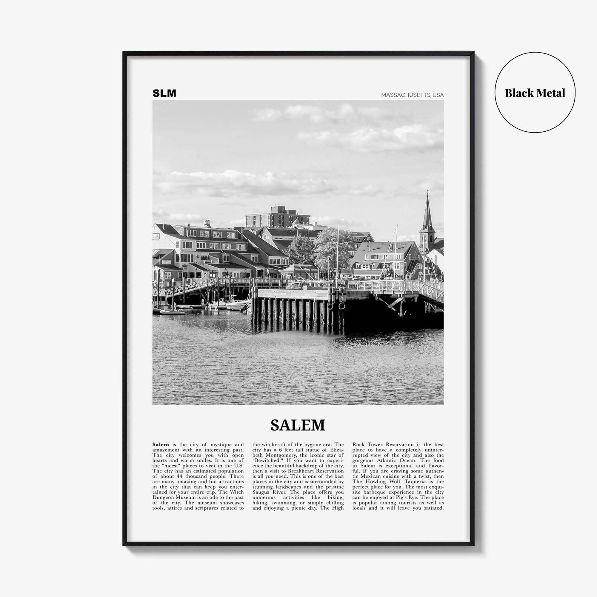 Salem Print Black and White Massachusetts, Salem Wall Art, Salem Poster, Salem Photo, Salem Wall Décor, Massachusetts, USA, United States