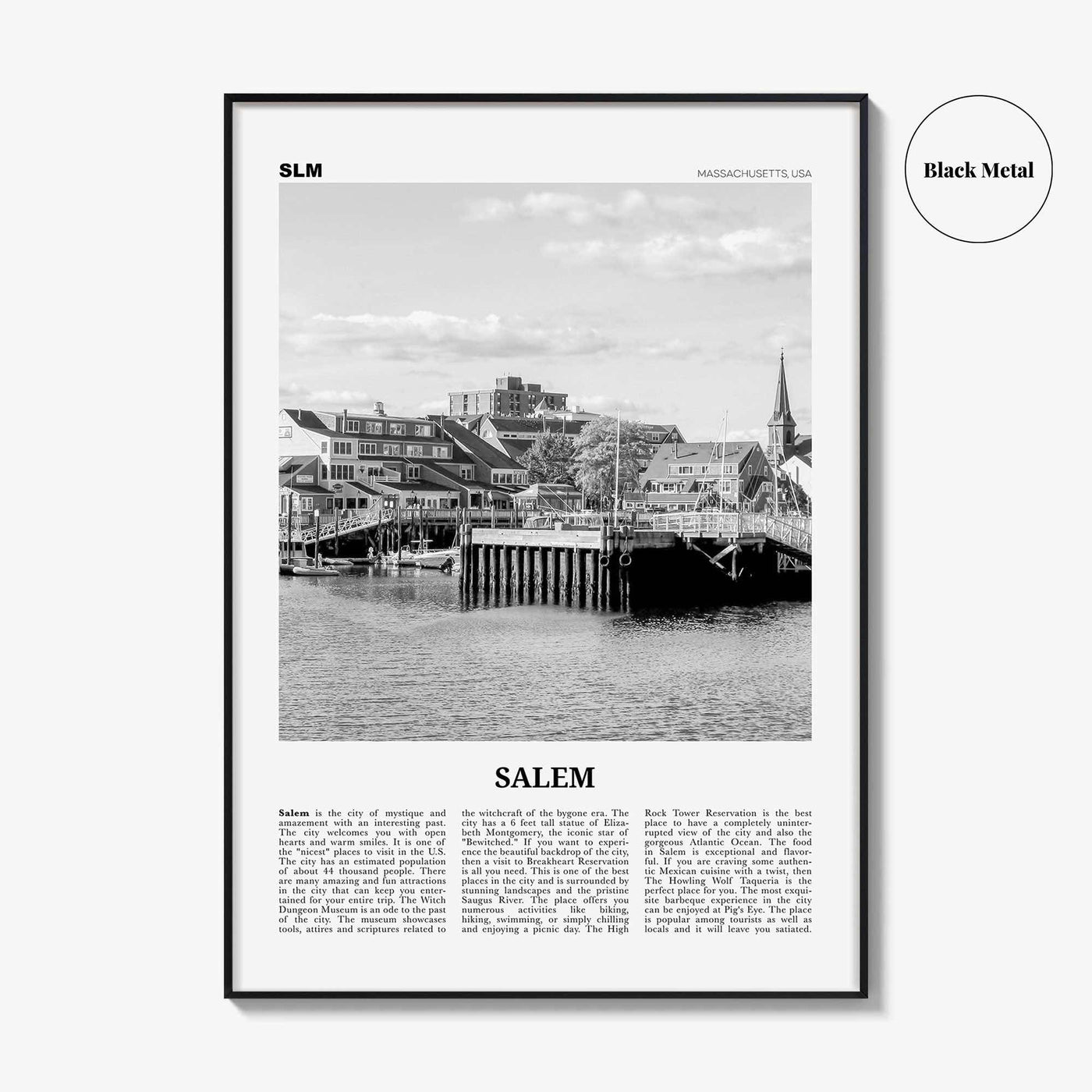 Salem Print Black and White Massachusetts, Salem Wall Art, Salem Poster, Salem Photo, Salem Wall Décor, Massachusetts, USA, United States