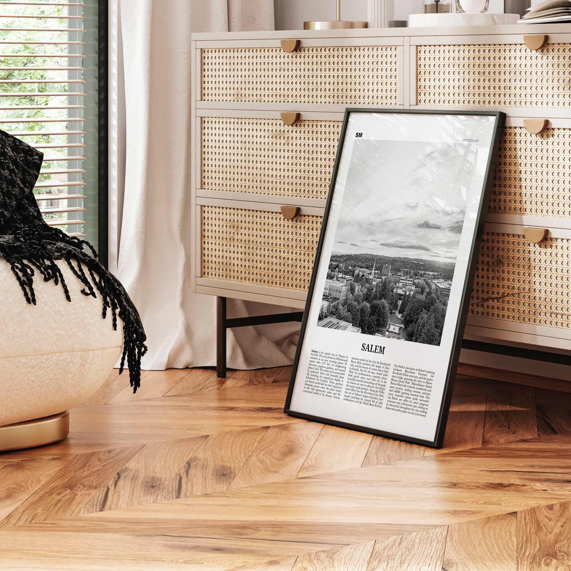 Salem Print Black and White Oregon, Salem Wall Art, Salem Poster, Salem Photo, Salem Map, Oregon, USA, United States