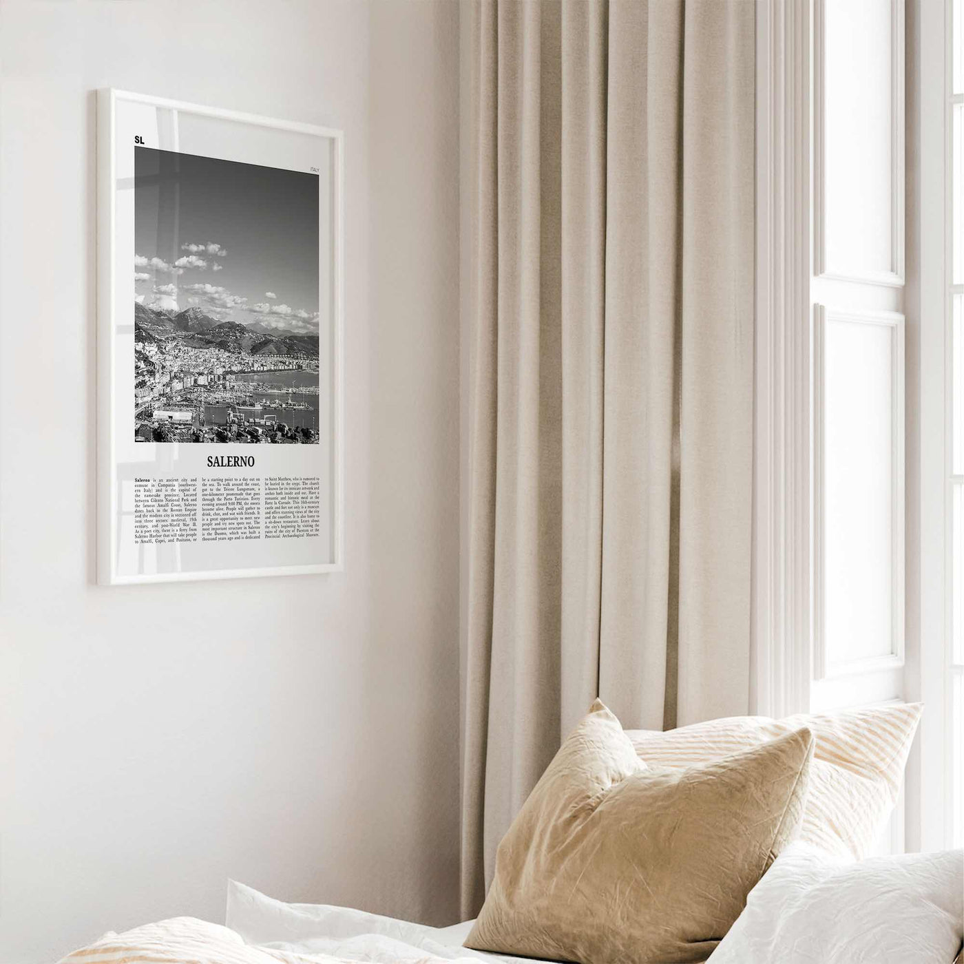 Salerno Print Black and White, Salerno Wall Art, Salerno Poster, Salerno Photo, Salerno Wall Décor, Salerno Map, Italy