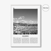 Salerno Print Black and White, Salerno Wall Art, Salerno Poster, Salerno Photo, Salerno Wall Décor, Salerno Map, Italy