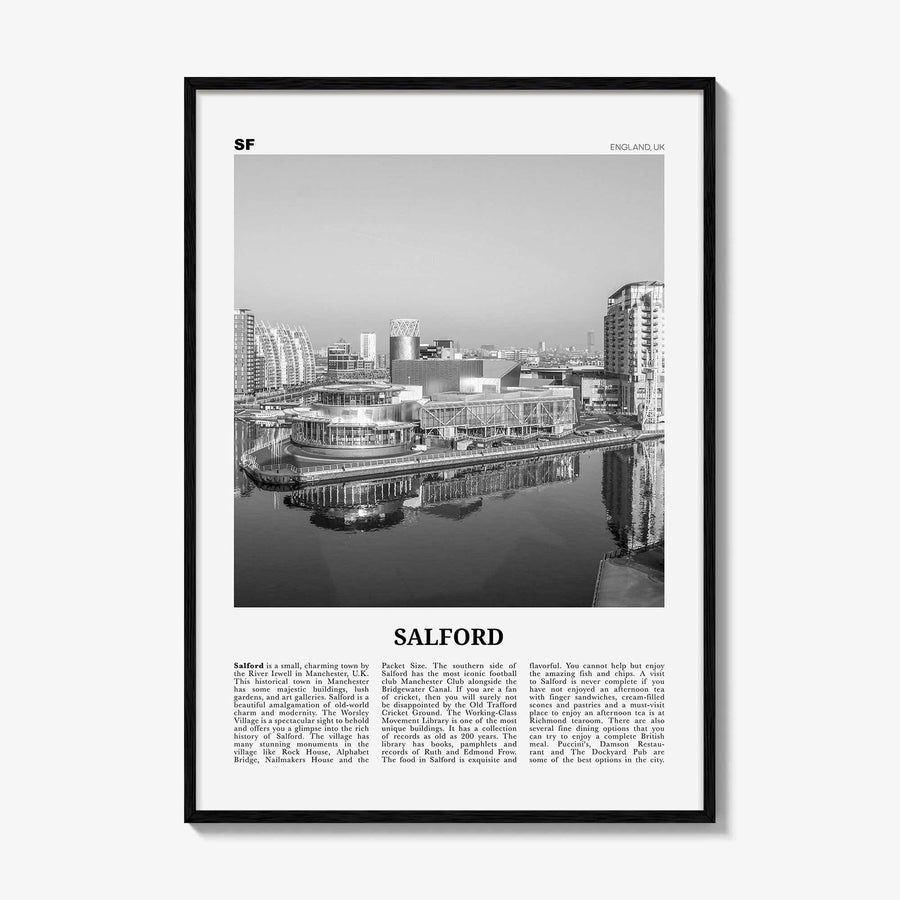 Salford Print Black and White, Salford Wall Art, Salford Poster, Salford Photo, Salford Wall Décor, England, UK, United Kingdom