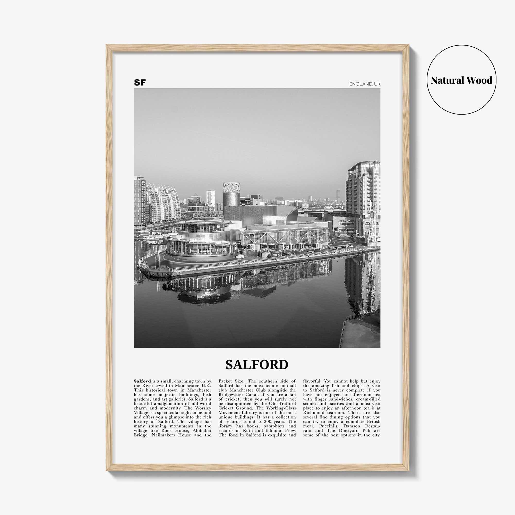 Salford Print Black and White, Salford Wall Art, Salford Poster, Salford Photo, Salford Wall Décor, England, UK, United Kingdom