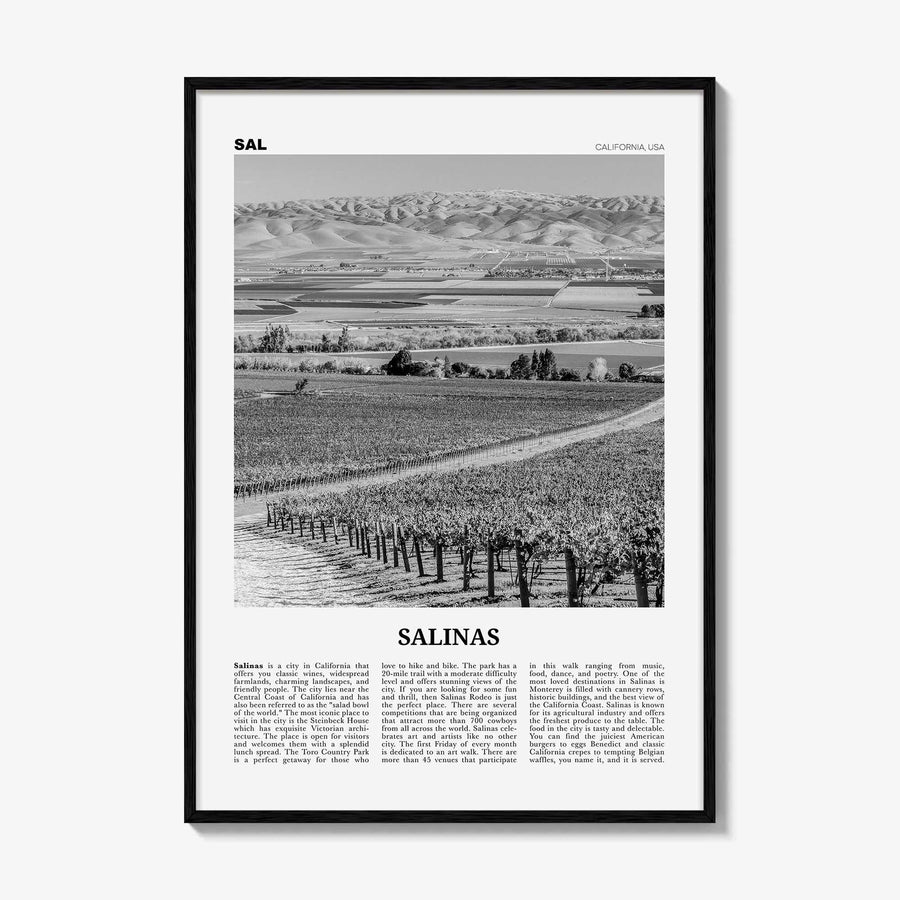 Salinas Print Black and White, Salinas Wall Art, Salinas Poster, Salinas Photo, Salinas Wall Décor, California, USA, United States