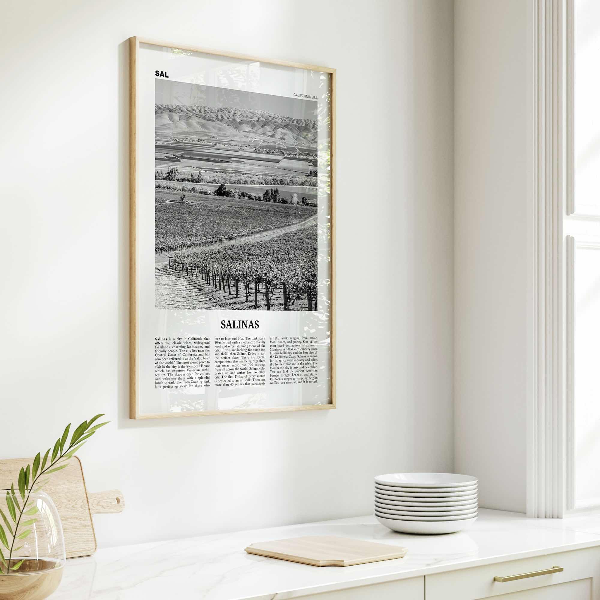 Salinas Print Black and White, Salinas Wall Art, Salinas Poster, Salinas Photo, Salinas Wall Décor, California, USA, United States