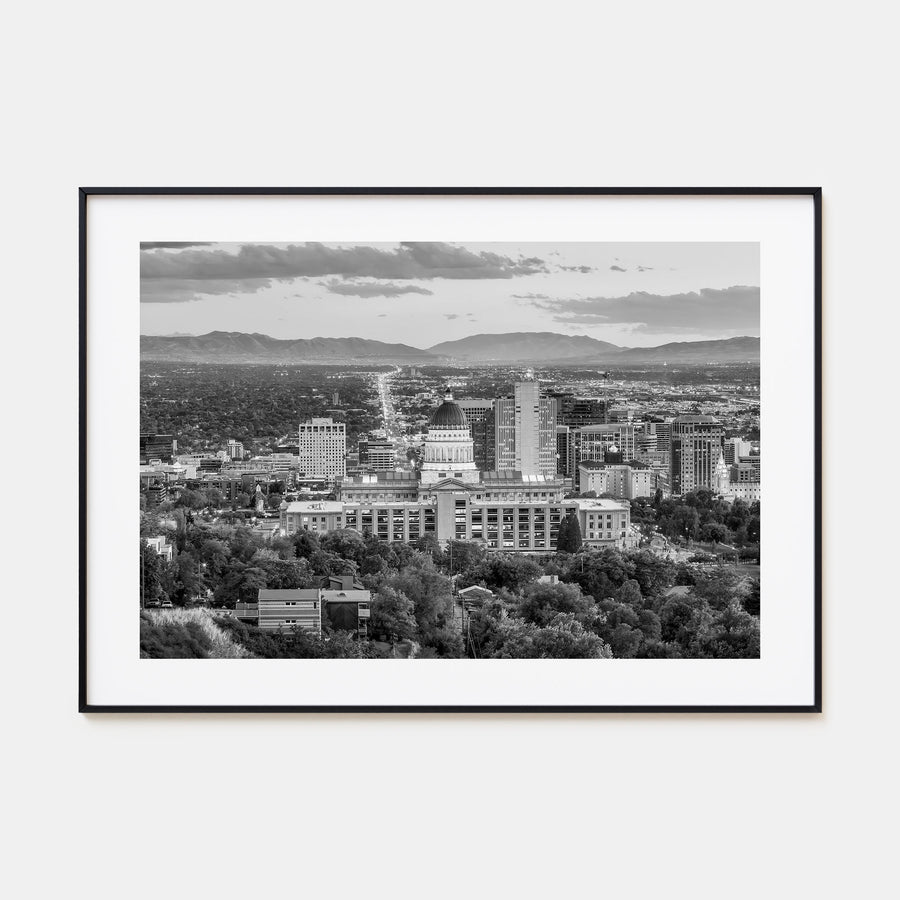 Salt Lake City Landscape B&W Poster