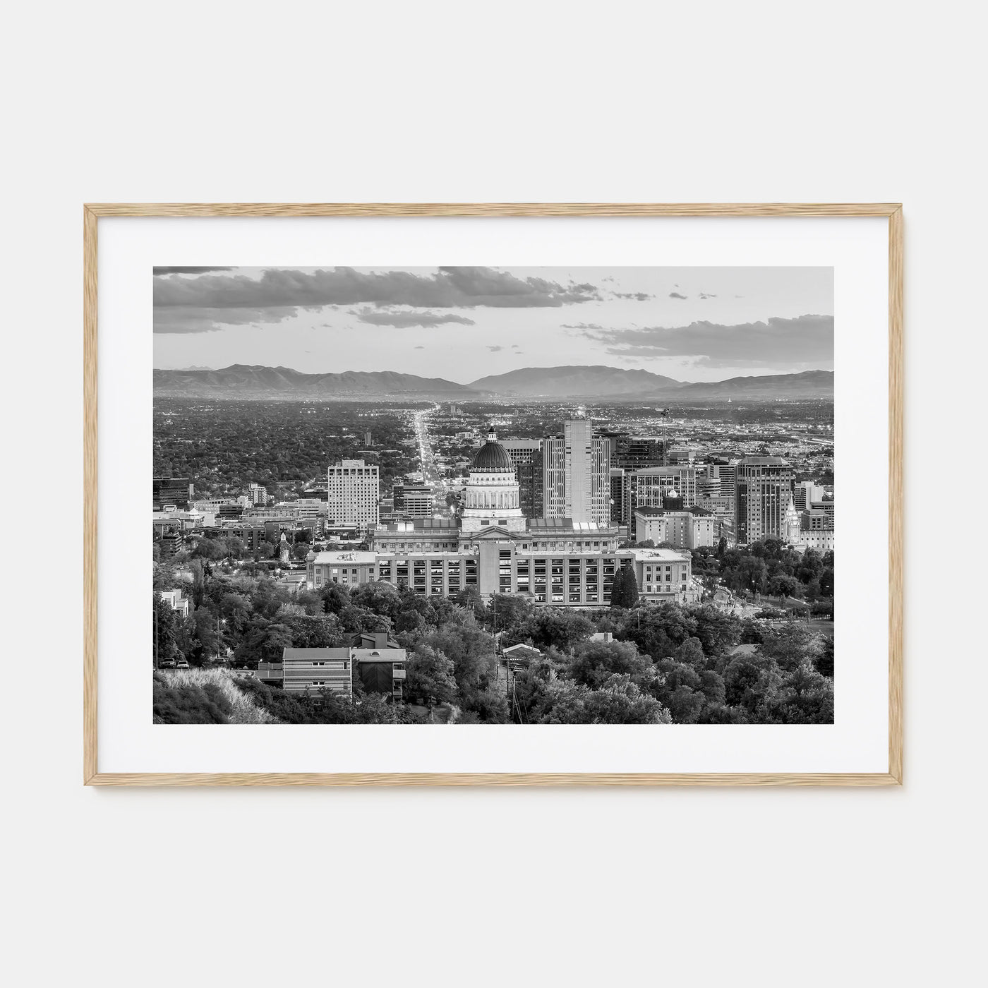 Salt Lake City Landscape B&W Poster