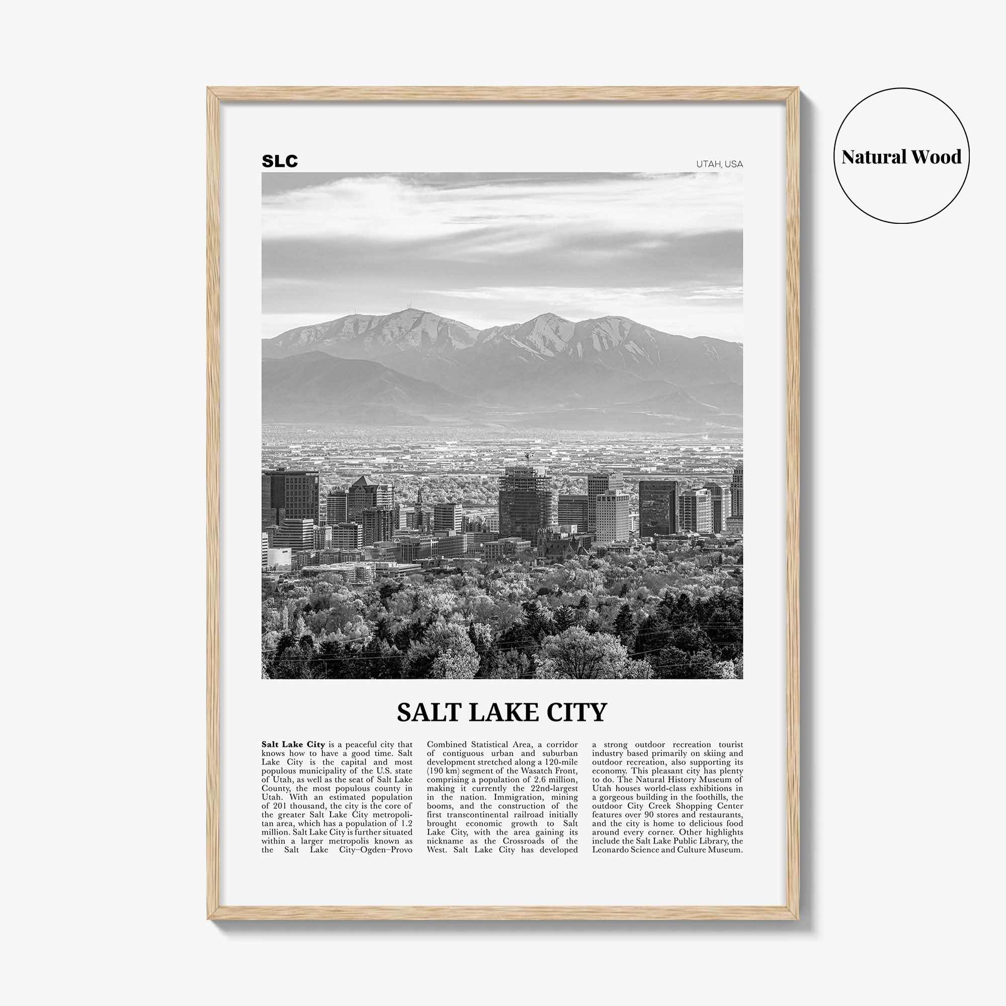 Salt Lake City Print Black and White No 1, Salt Lake Wall Art, Salt Lake Poster, Salt Lake Photo, Utah, USA, United States North America