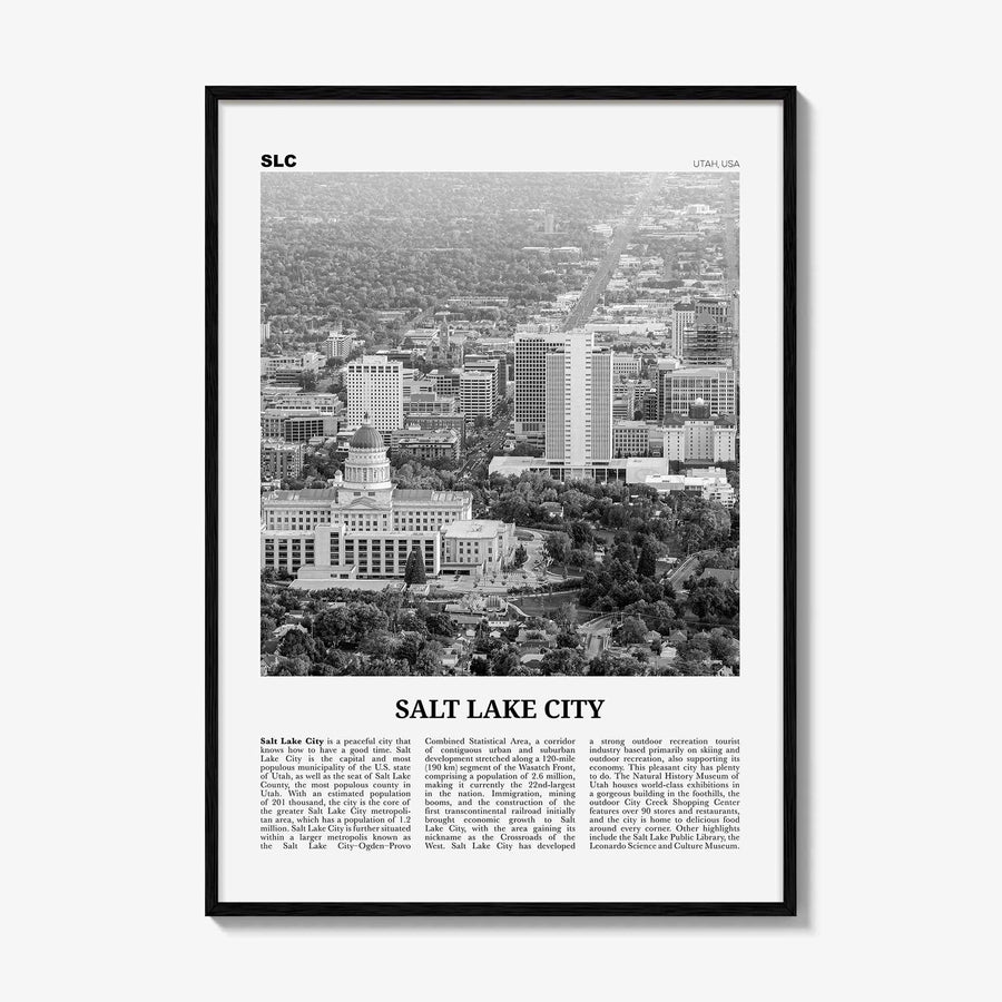 Salt Lake City Print Black and White No 2, Salt Lake Wall Art, Salt Lake Poster, Salt Lake Photo, Utah, USA, United States North America