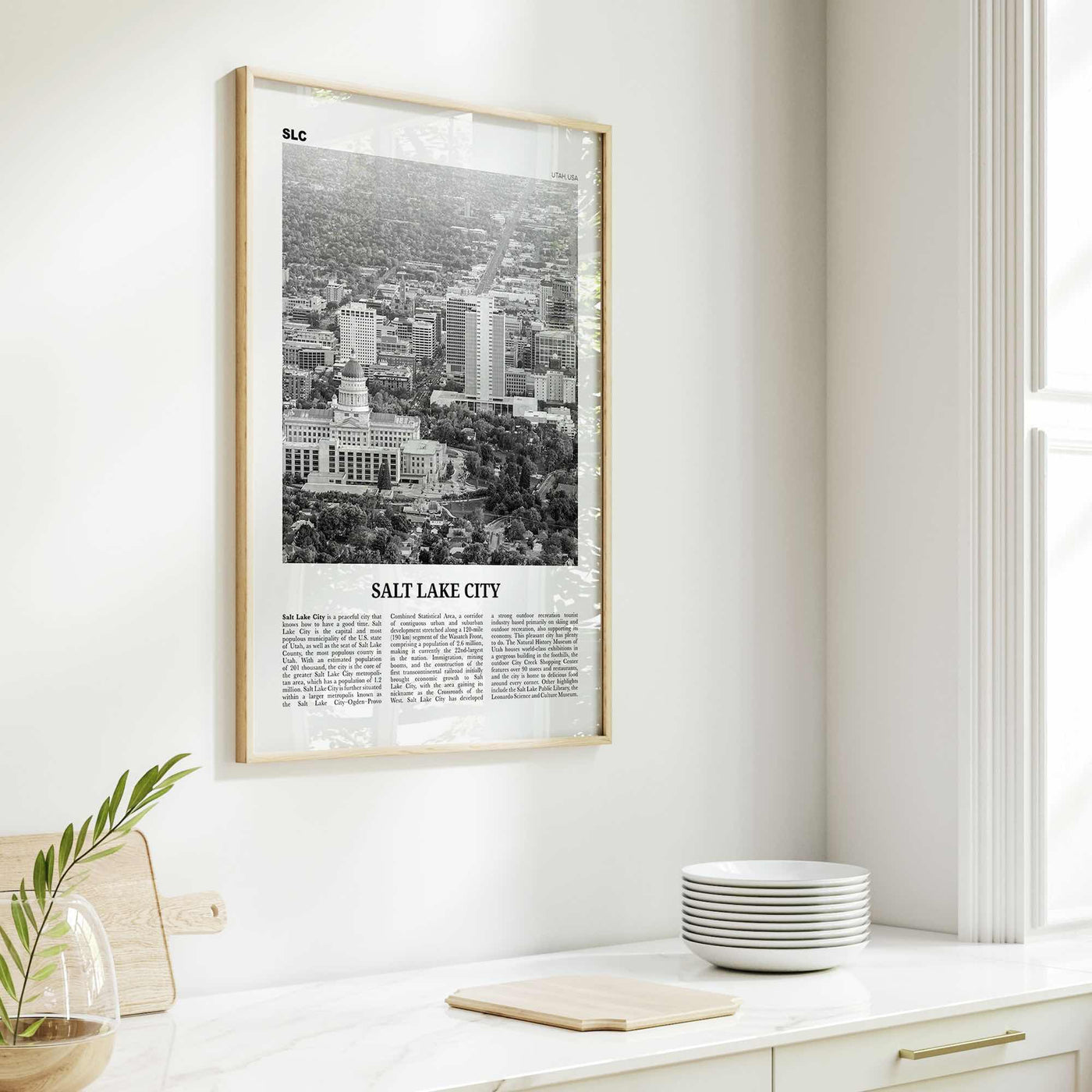 Salt Lake City Print Black and White No 2, Salt Lake Wall Art, Salt Lake Poster, Salt Lake Photo, Utah, USA, United States North America