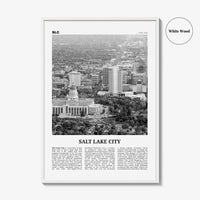 Salt Lake City Print Black and White No 2, Salt Lake Wall Art, Salt Lake Poster, Salt Lake Photo, Utah, USA, United States North America