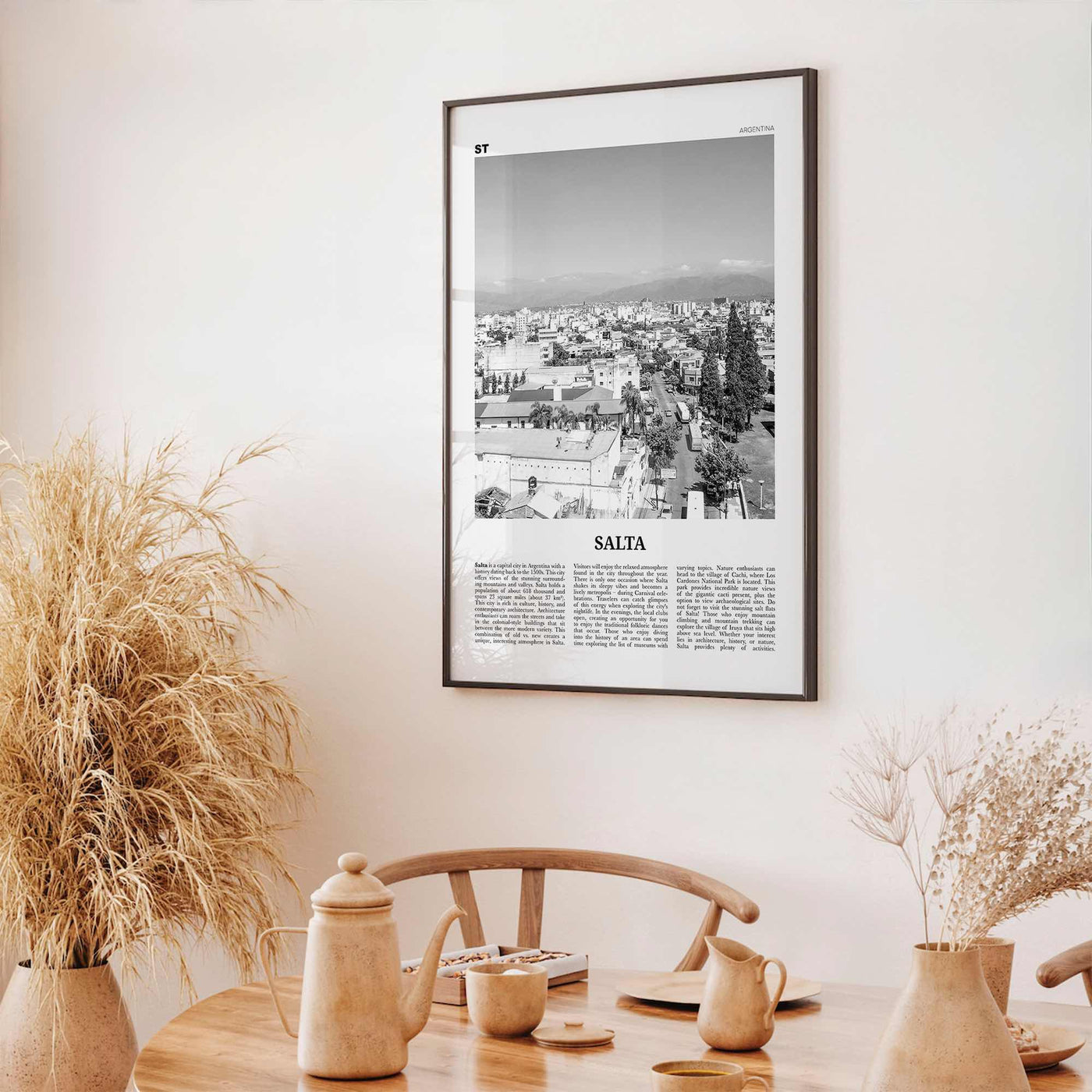 Salta Print Black and White, Salta Wall Art, Salta Poster, Salta Photo, Salta Wall Décor, Salta Map, Argentina