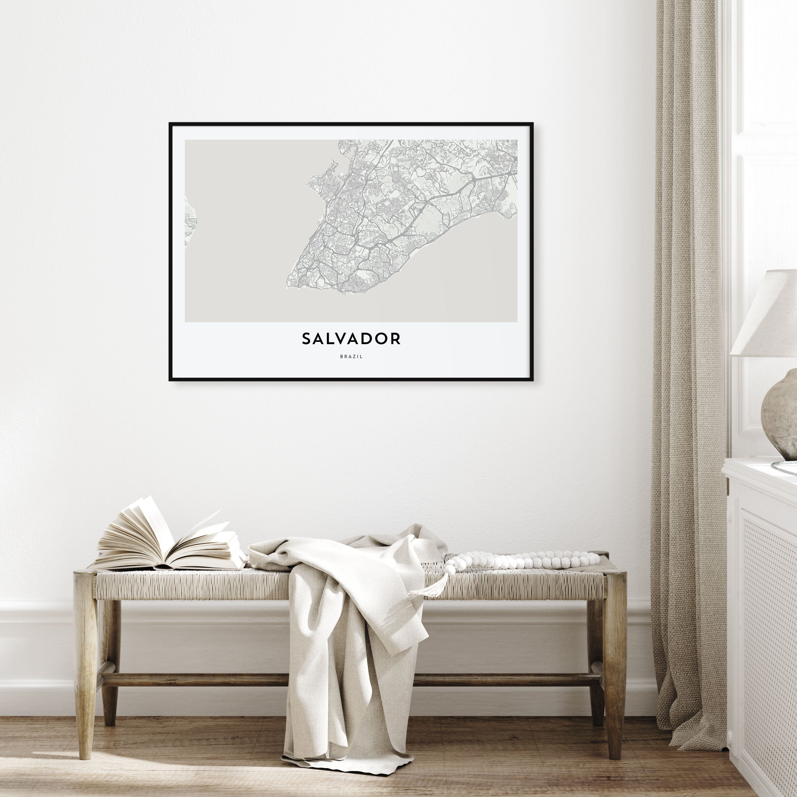 Salvador Map Landscape Poster