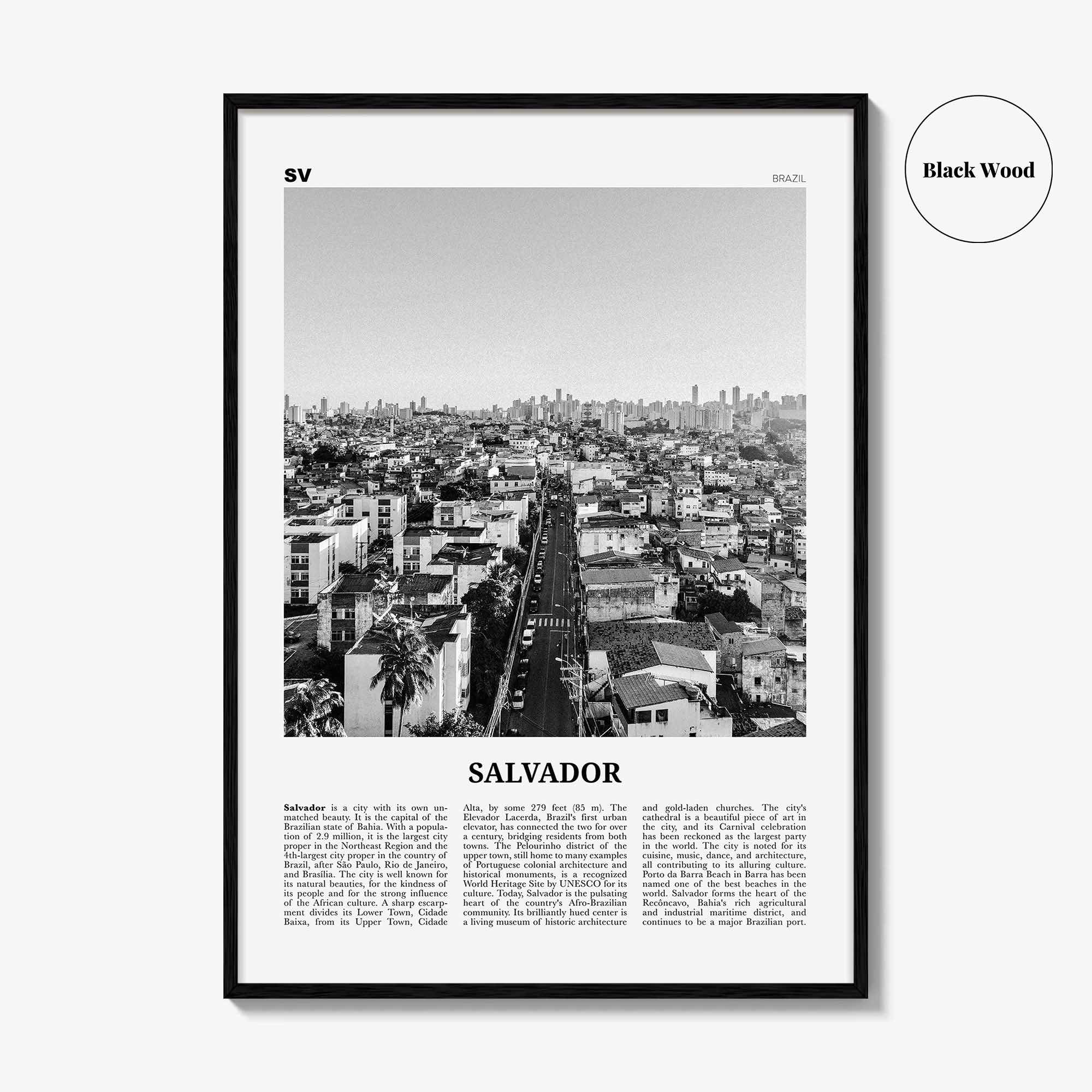 Salvador Print Black and White, Salvador Wall Art, Salvador Poster, Salvador Photo, Salvador Wall Decor, Brazil, Brasil, South America