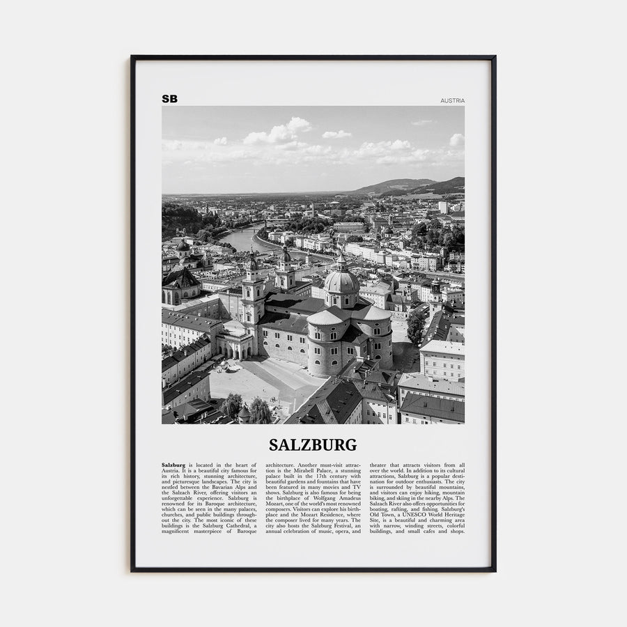 Salzburg Travel B&W Poster