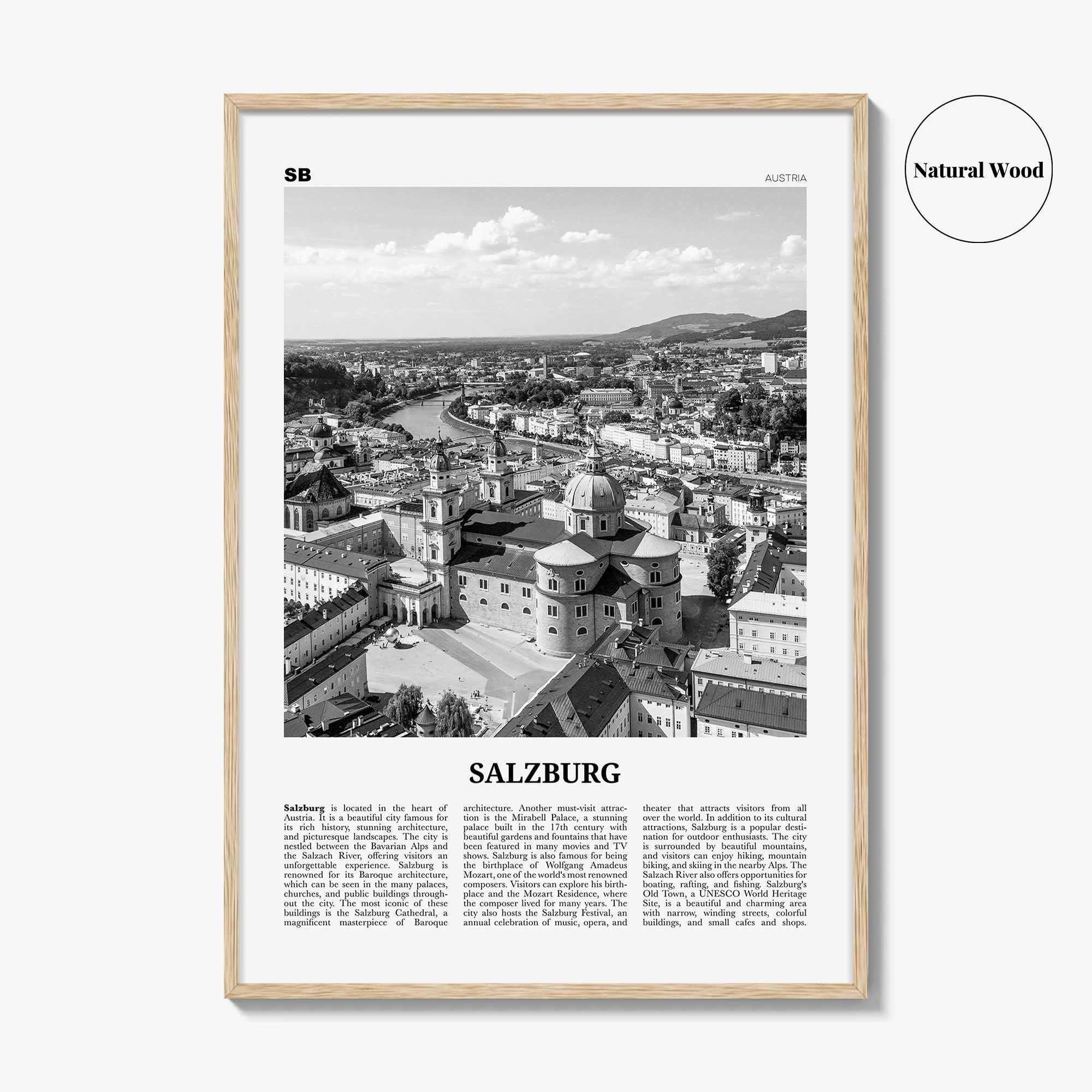 Salzburg Print Black and White, Salzburg Wall Art, Salzburg Poster, Salzburg Photo, Salzburg Wall Décor, Salzburg Map, Austria