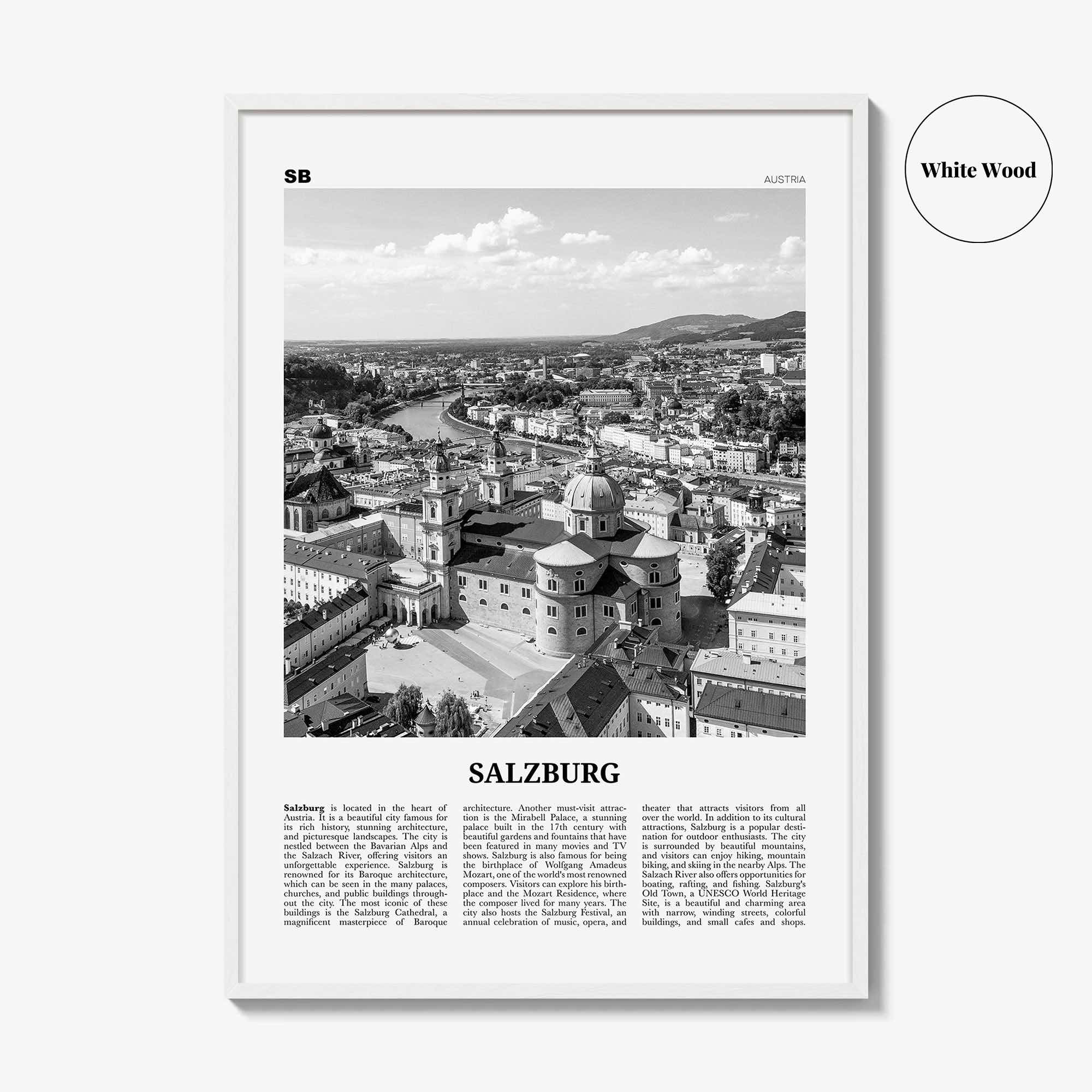 Salzburg Print Black and White, Salzburg Wall Art, Salzburg Poster, Salzburg Photo, Salzburg Wall Décor, Salzburg Map, Austria