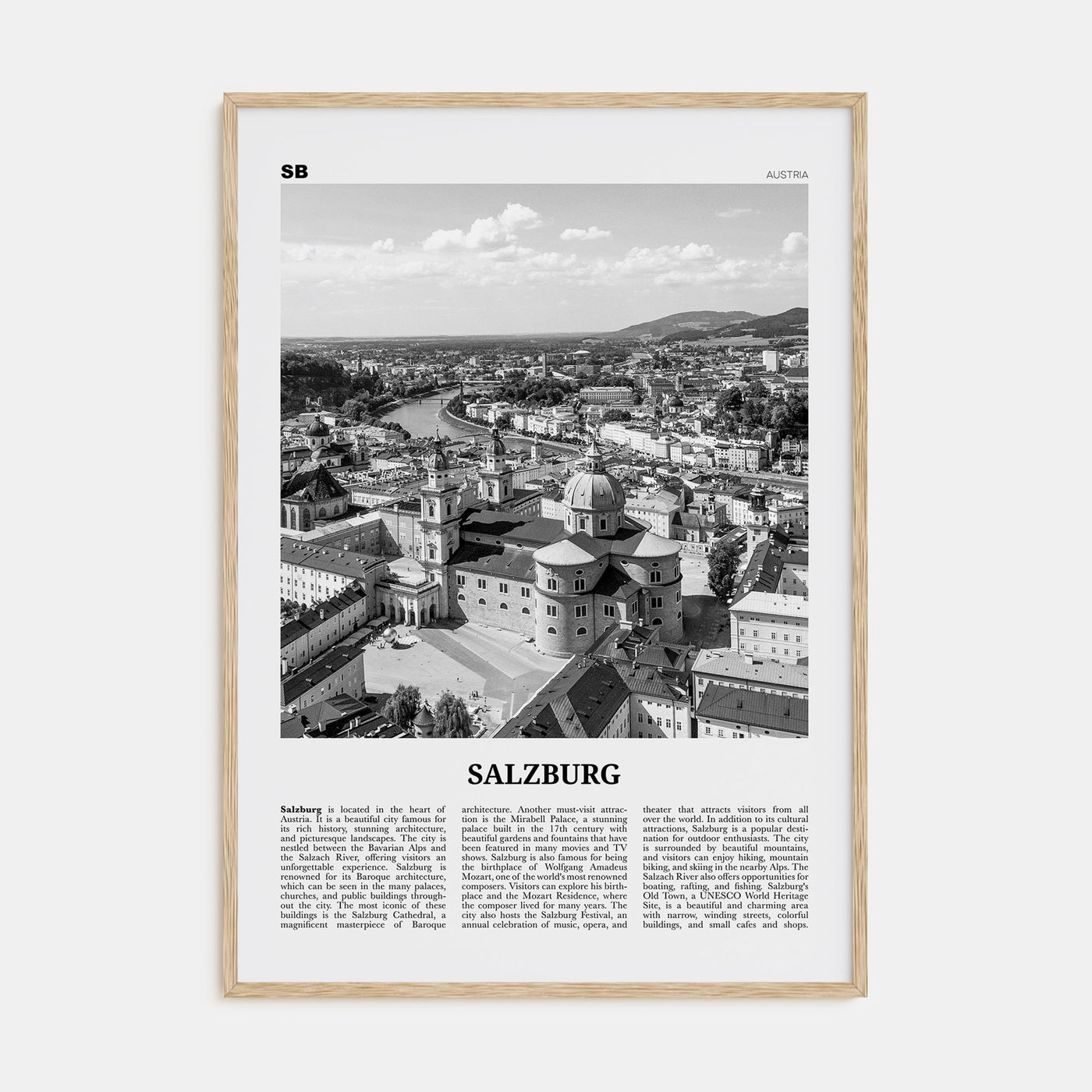 Salzburg Travel B&W Poster