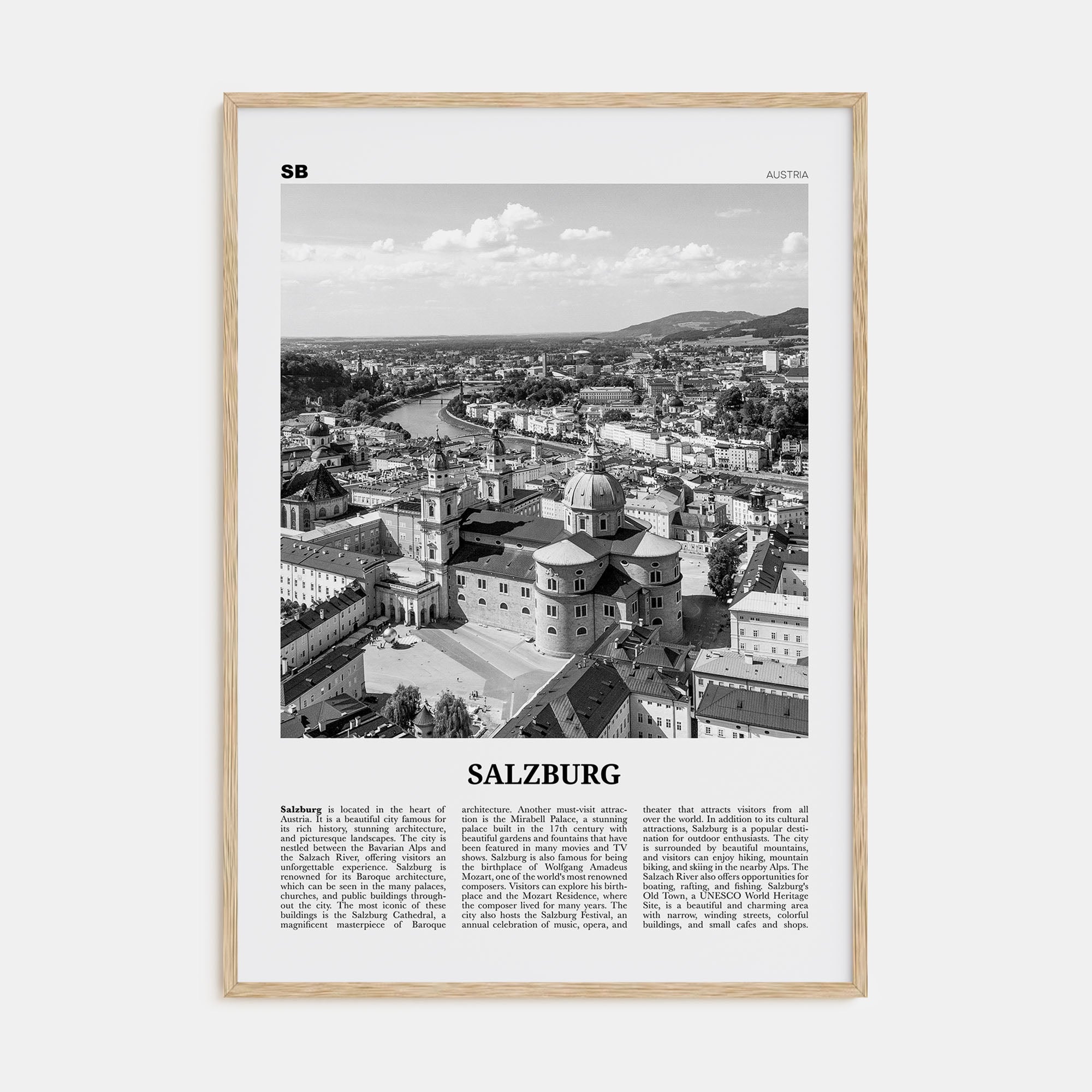 Salzburg Travel B&W Poster
