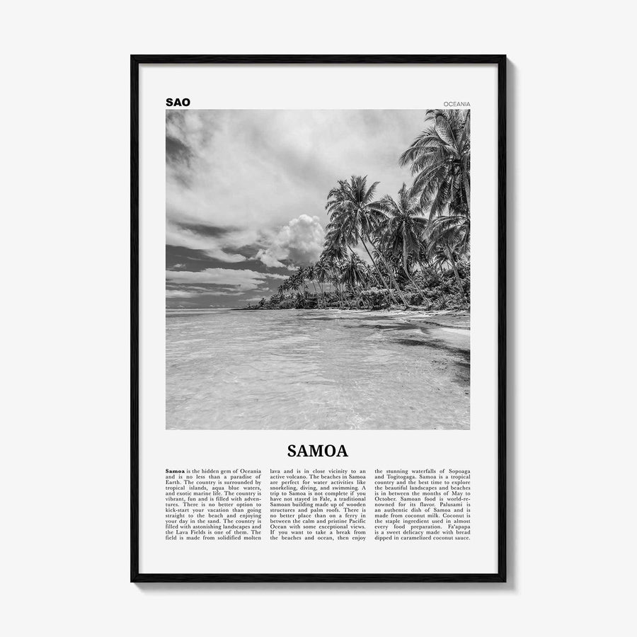 Samoa Print Black and White, Samoa Wall Art, Samoa Poster, Samoa Photo, Samoa Wall Decor, Country Art Print