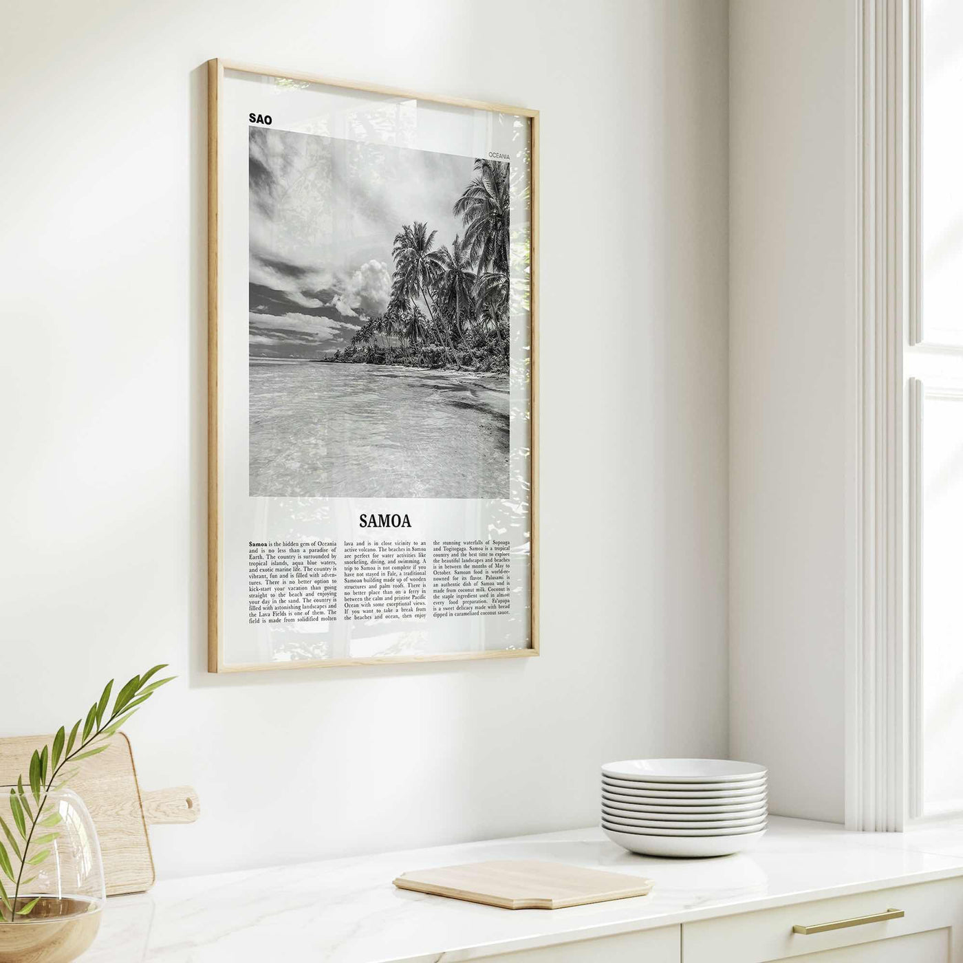 Samoa Print Black and White, Samoa Wall Art, Samoa Poster, Samoa Photo, Samoa Wall Decor, Country Art Print