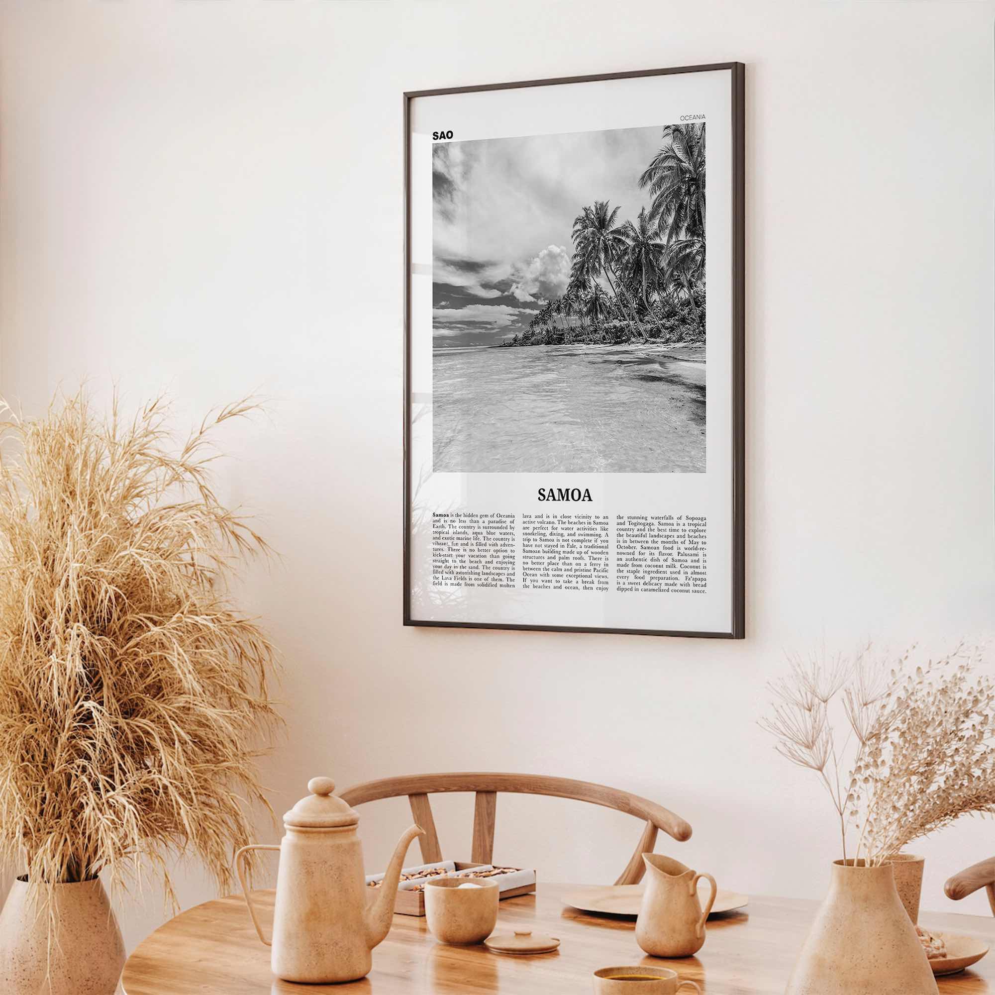 Samoa Print Black and White, Samoa Wall Art, Samoa Poster, Samoa Photo, Samoa Wall Decor, Country Art Print