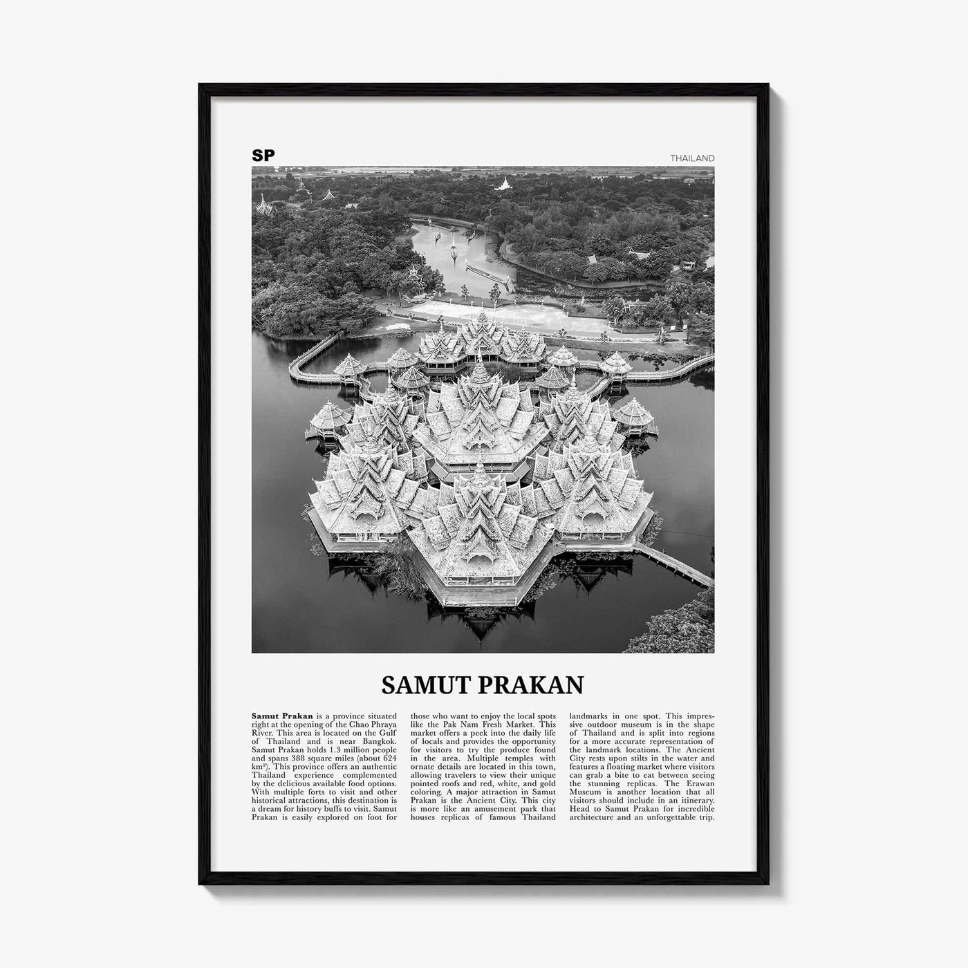 Samut Prakan Print Black and White, Samut Prakan Wall Art, Samut Prakan Poster, Samut Prakan Photo, Samut Prakan Wall Décor, Thailand