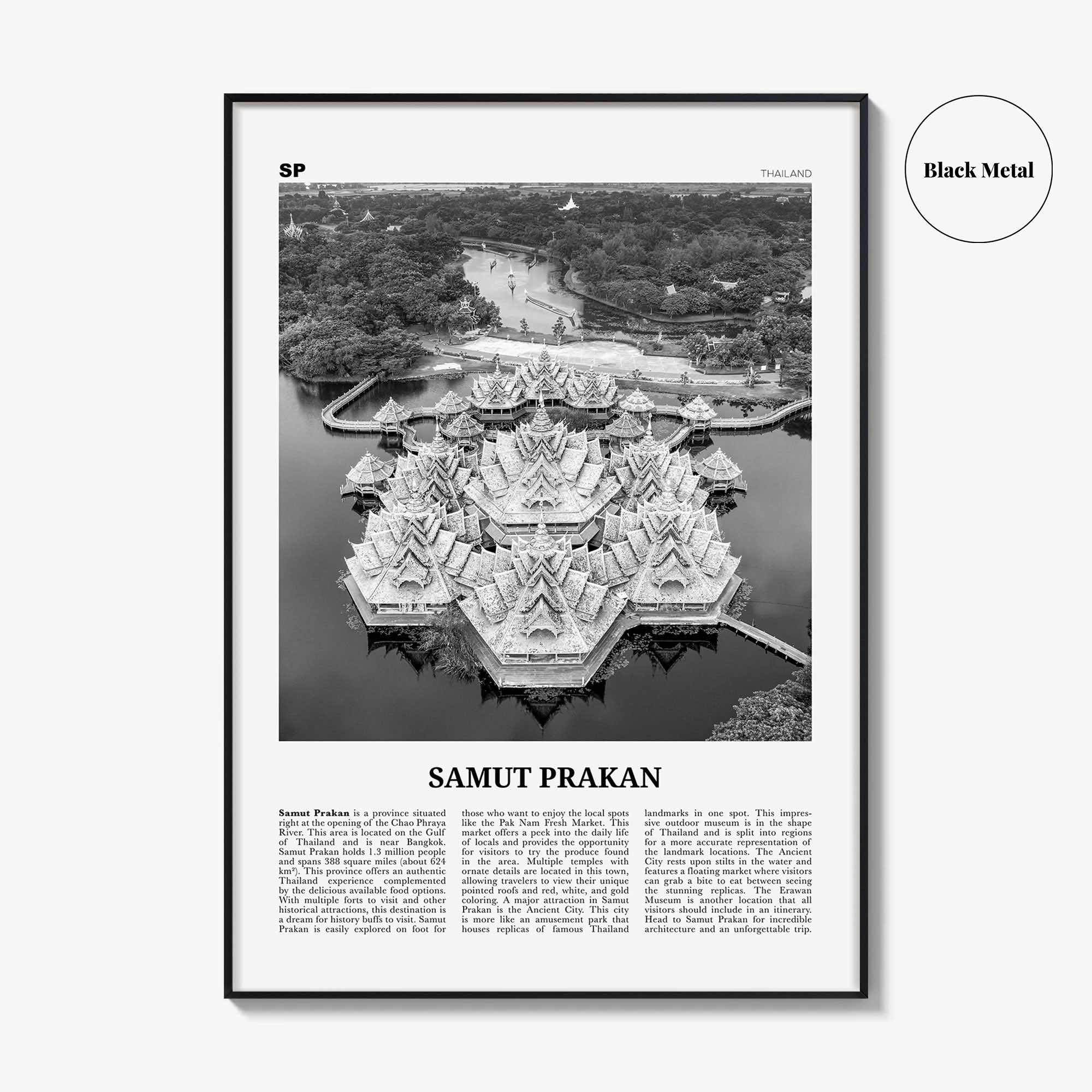 Samut Prakan Print Black and White, Samut Prakan Wall Art, Samut Prakan Poster, Samut Prakan Photo, Samut Prakan Wall Décor, Thailand