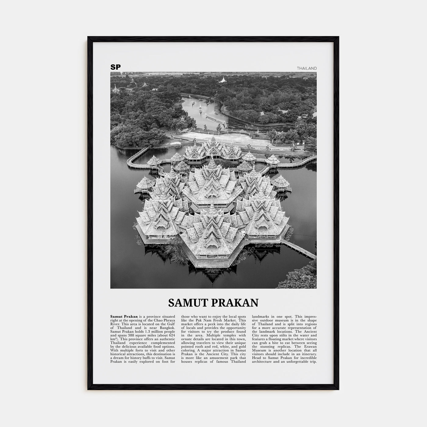 Samut Prakan Travel B&W Poster