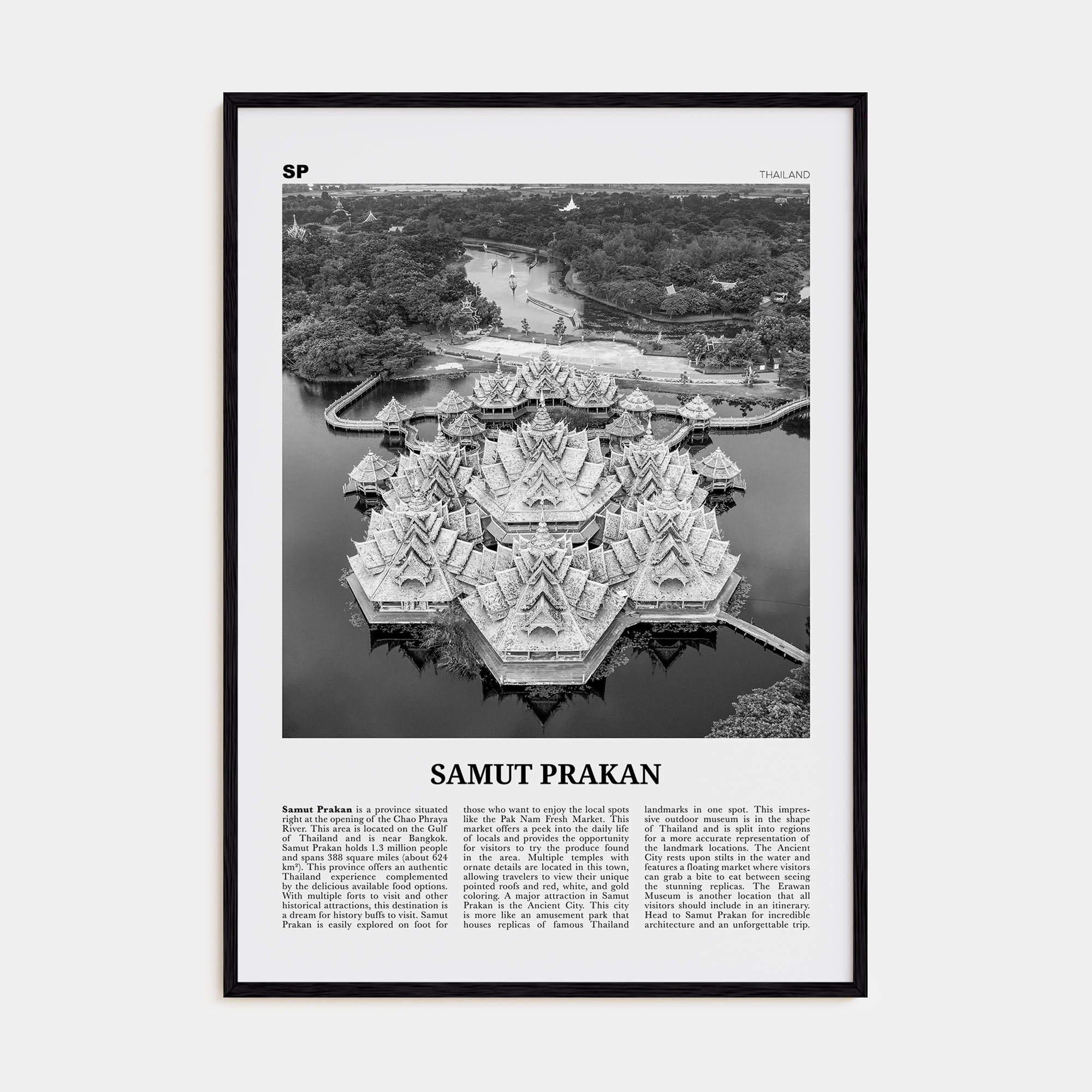 Samut Prakan Travel B&W Poster