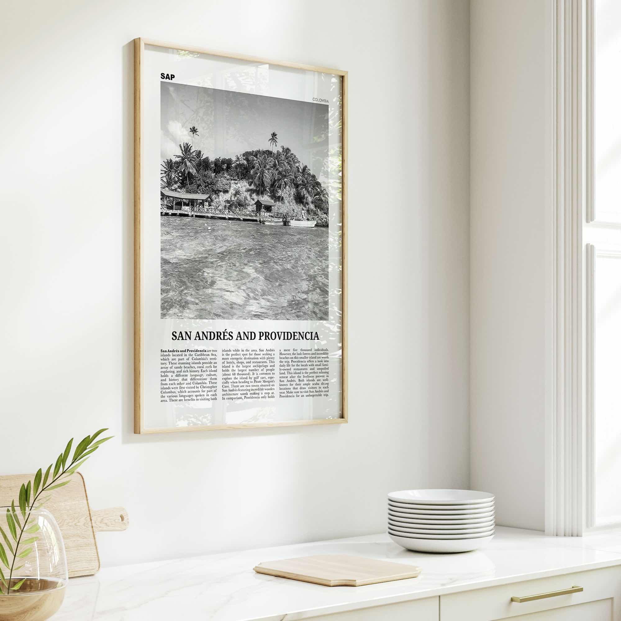 San Andres And Providencia Print Black and White, San Andrés and Providencia Wall Art, San Andrés and Providencia Poster, Columbia