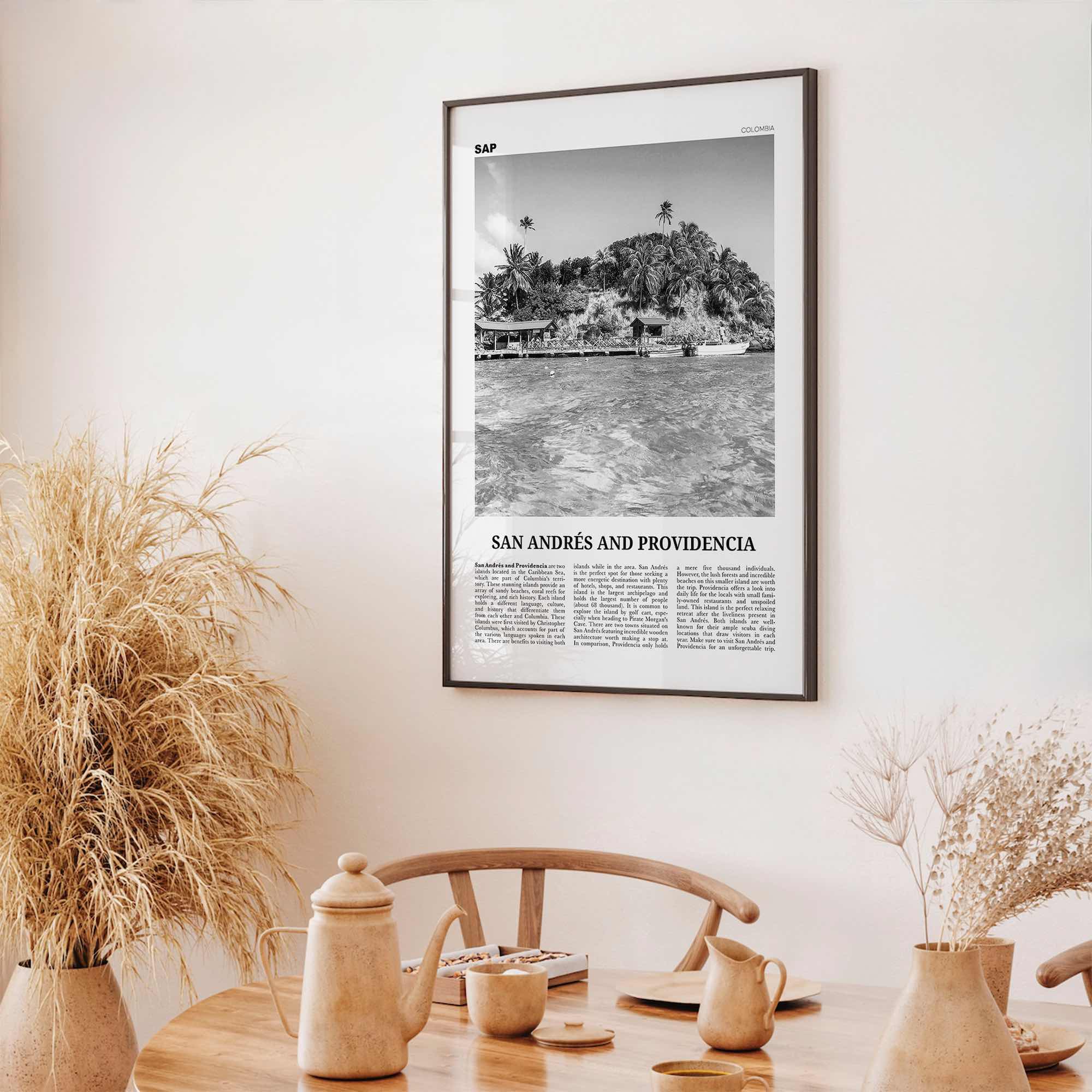 San Andres And Providencia Print Black and White, San Andrés and Providencia Wall Art, San Andrés and Providencia Poster, Columbia