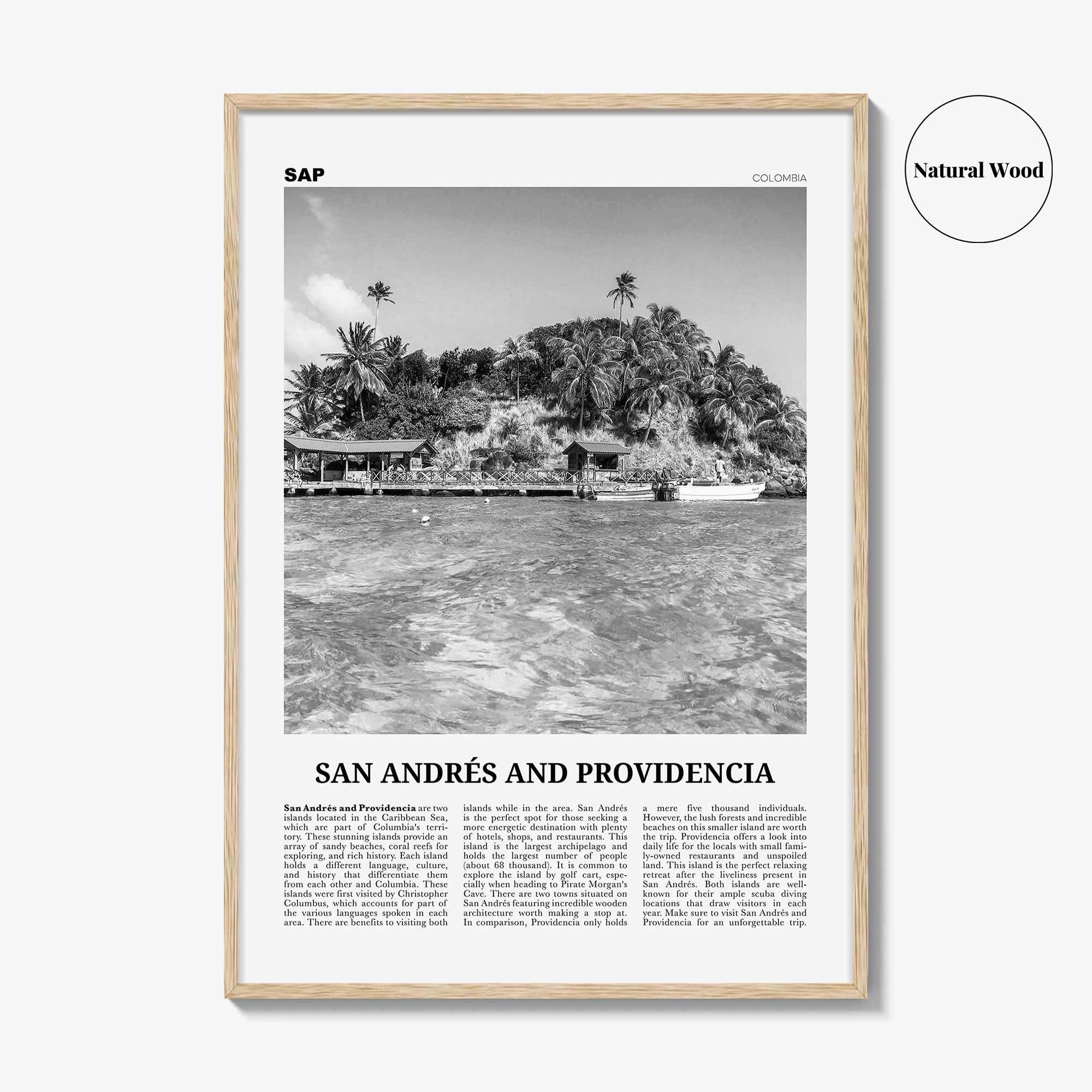 San Andres And Providencia Print Black and White, San Andrés and Providencia Wall Art, San Andrés and Providencia Poster, Columbia