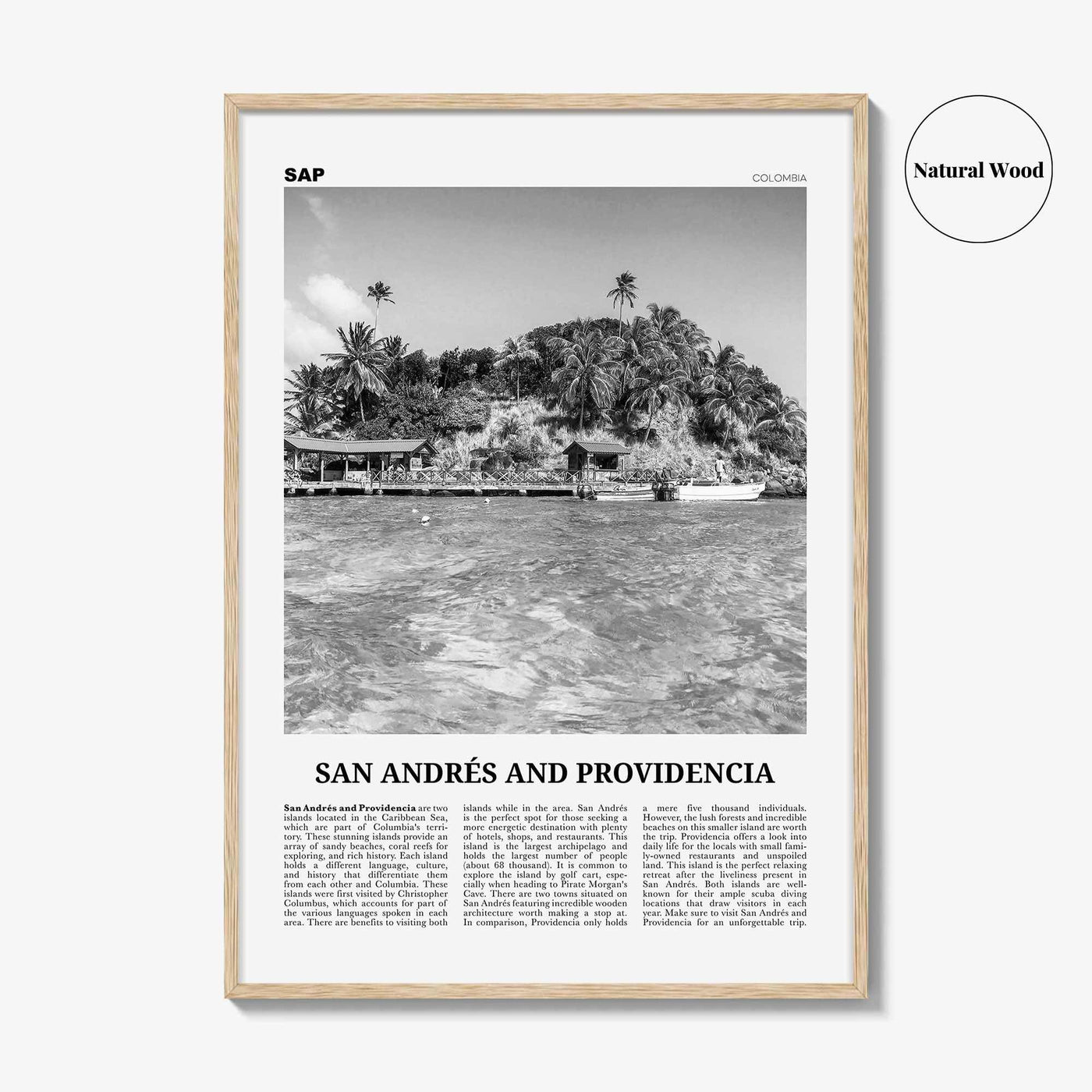 San Andres And Providencia Print Black and White, San Andrés and Providencia Wall Art, San Andrés and Providencia Poster, Columbia