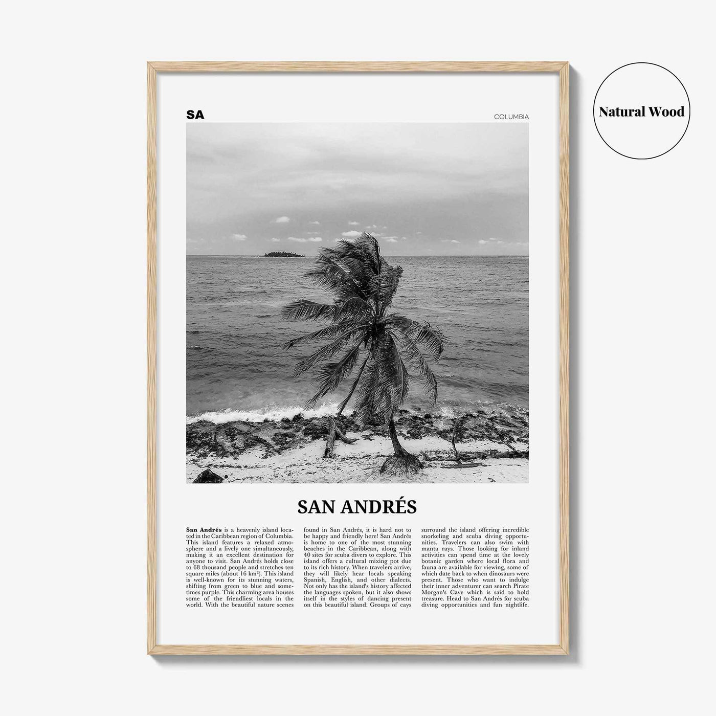 San Andres Print Black and White, San Andrés Wall Art, San Andrés Poster, San Andrés Photo, San Andrés Wall Décor, San Andrés Map, Caribbean